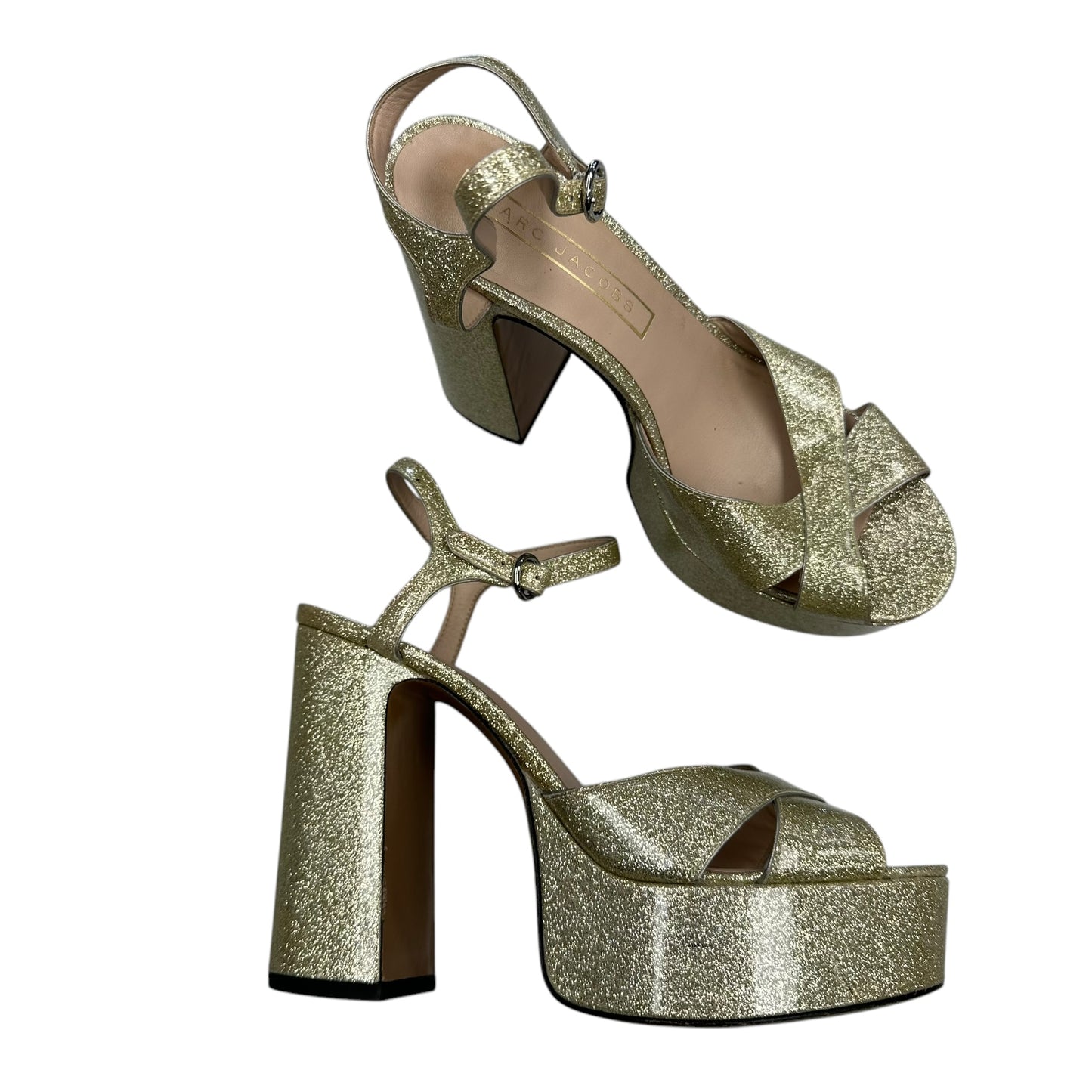 Sandals Luxury Designer By Marc Jacobs In Gold, Size:8.5
