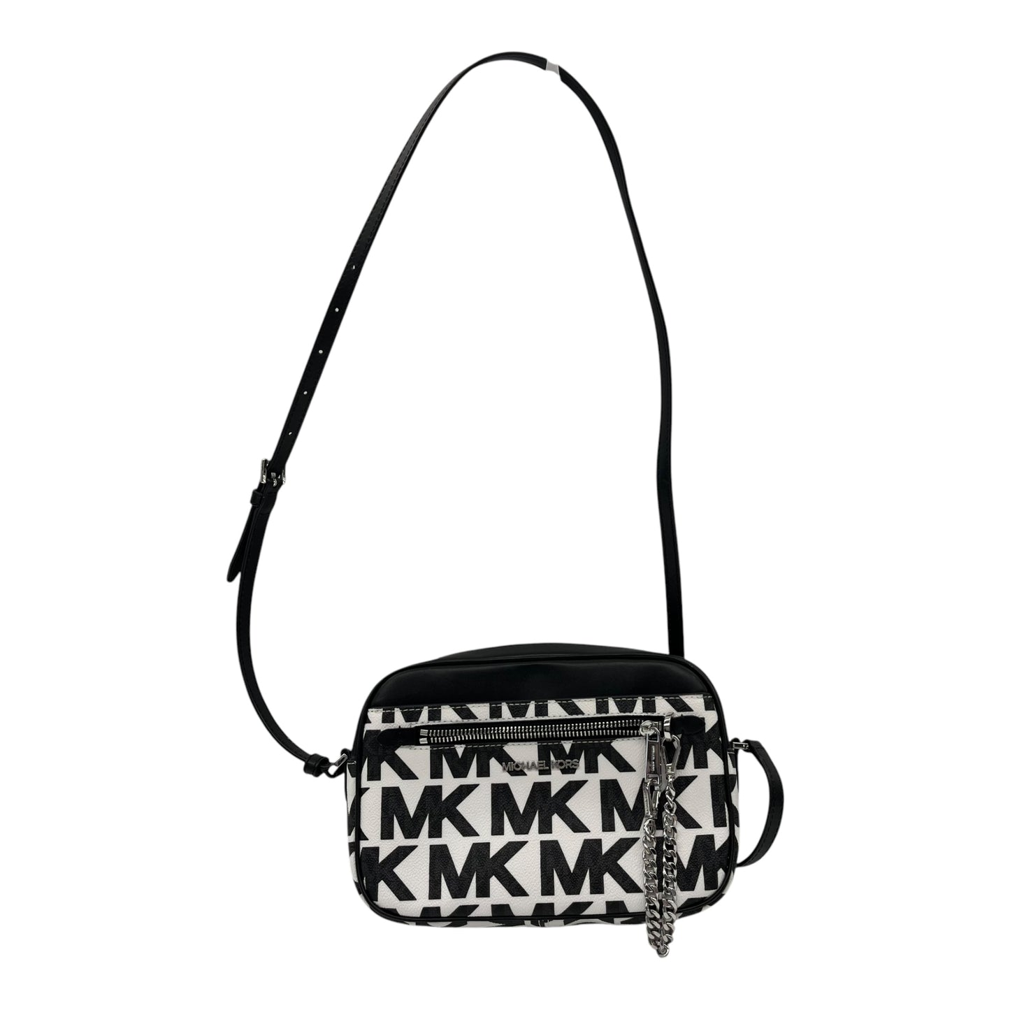 Crossbody Designer By Michael Kors In Black & White, Size:Medium