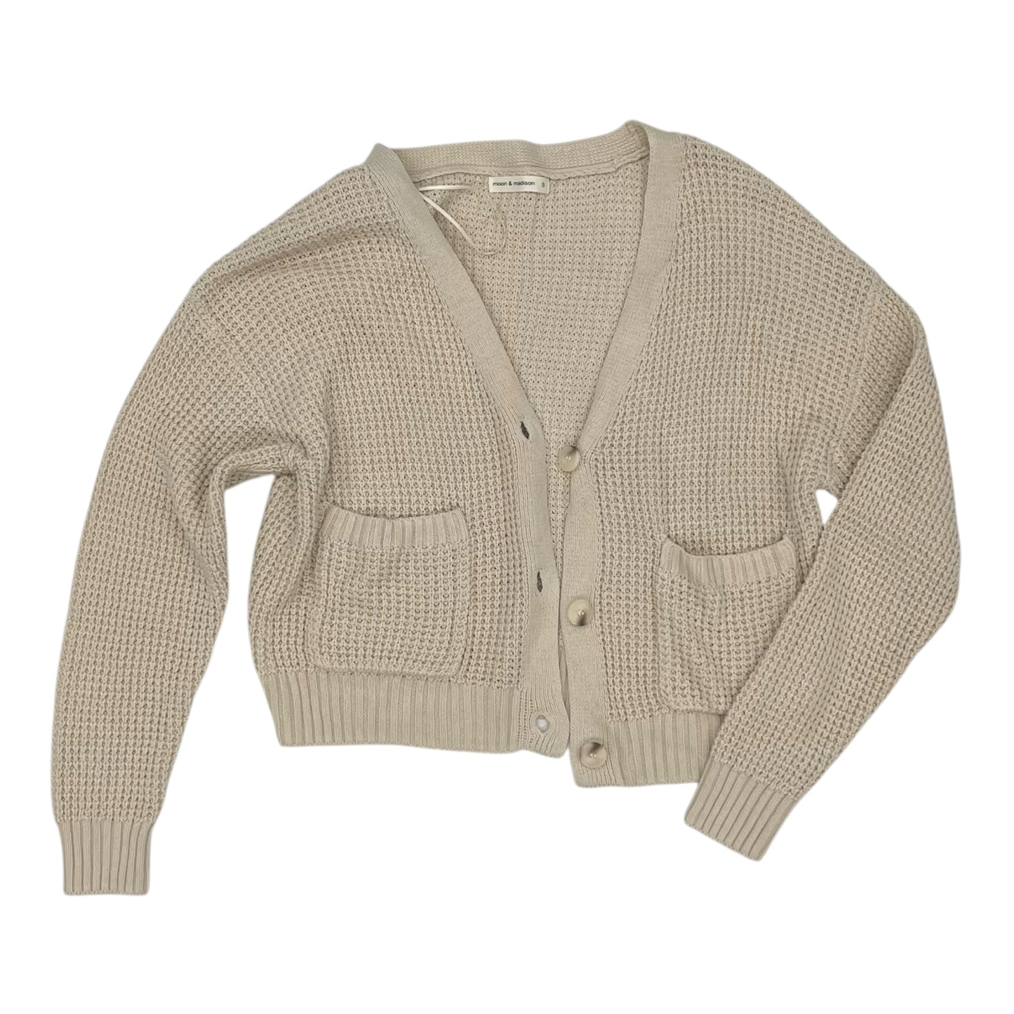 Sweater Cardigan By Moon And Madison In Tan, Size:S