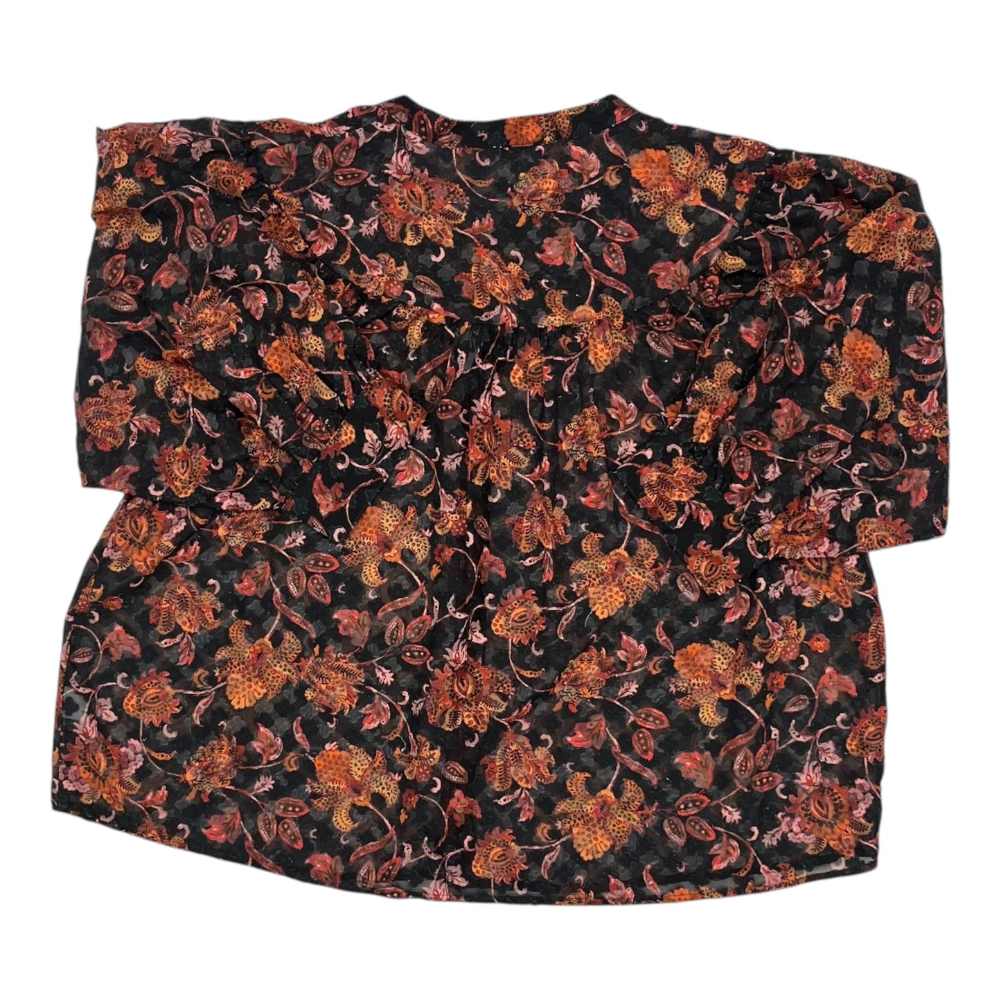 Blouse Ls By Ophelia Roe In Black & Orange, Size:1X