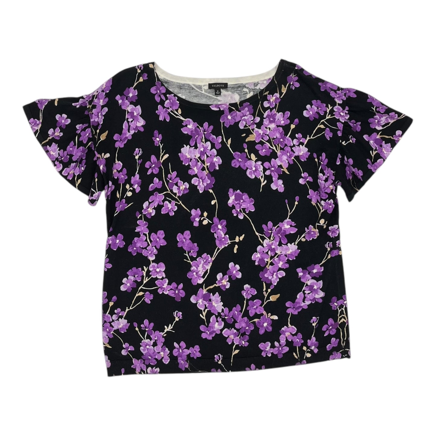Sweater Ss By Talbots In Black & Purple, Size:M