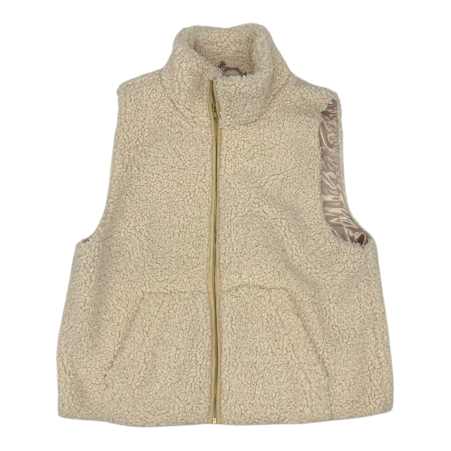 Vest Faux Fur & Sherpa By J. Crew In Tan, Size:L