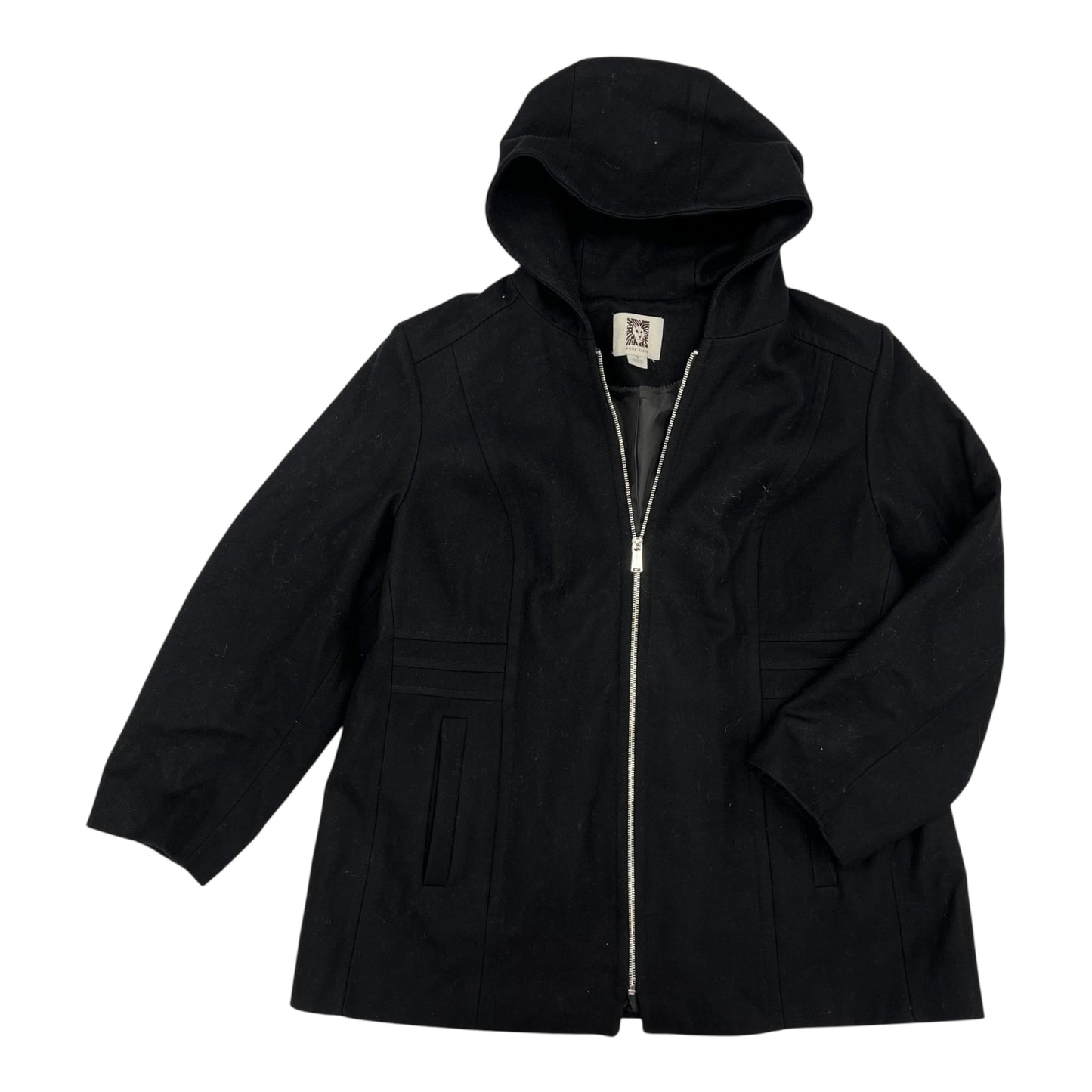 Coat Peacoat By Anne Klein In Black, Size:1X