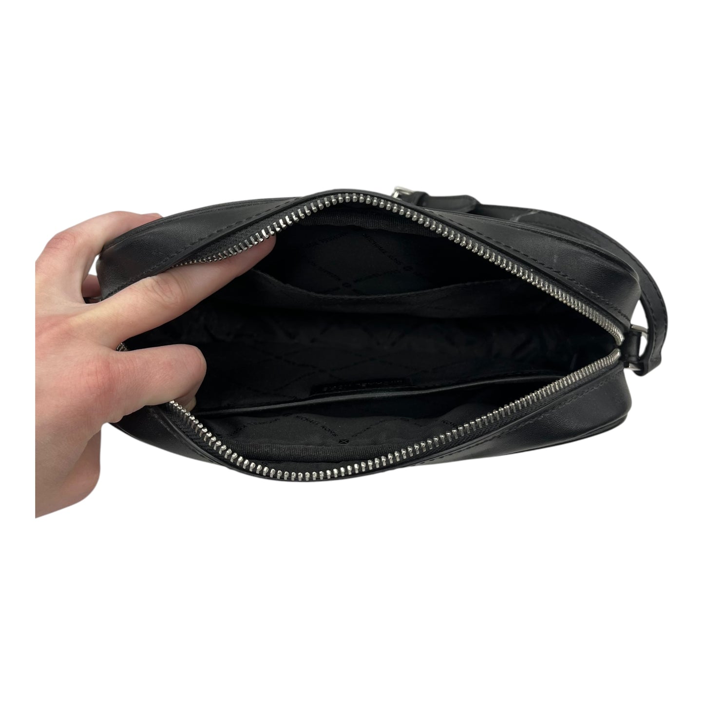 Crossbody Designer By Michael Kors In Black & White, Size:Medium