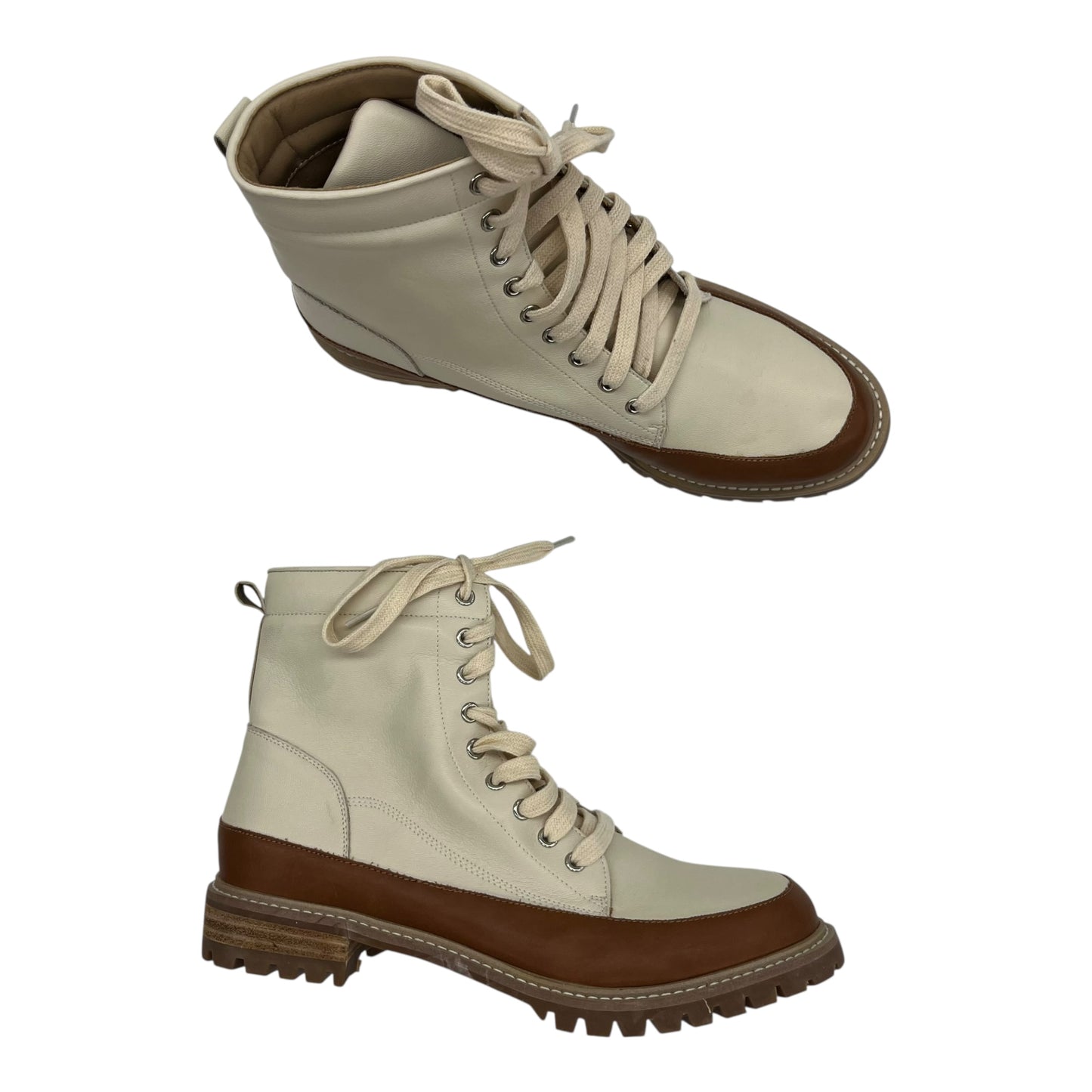 Boots Ankle Heels By Clothes Mentor In Cream, Size:9