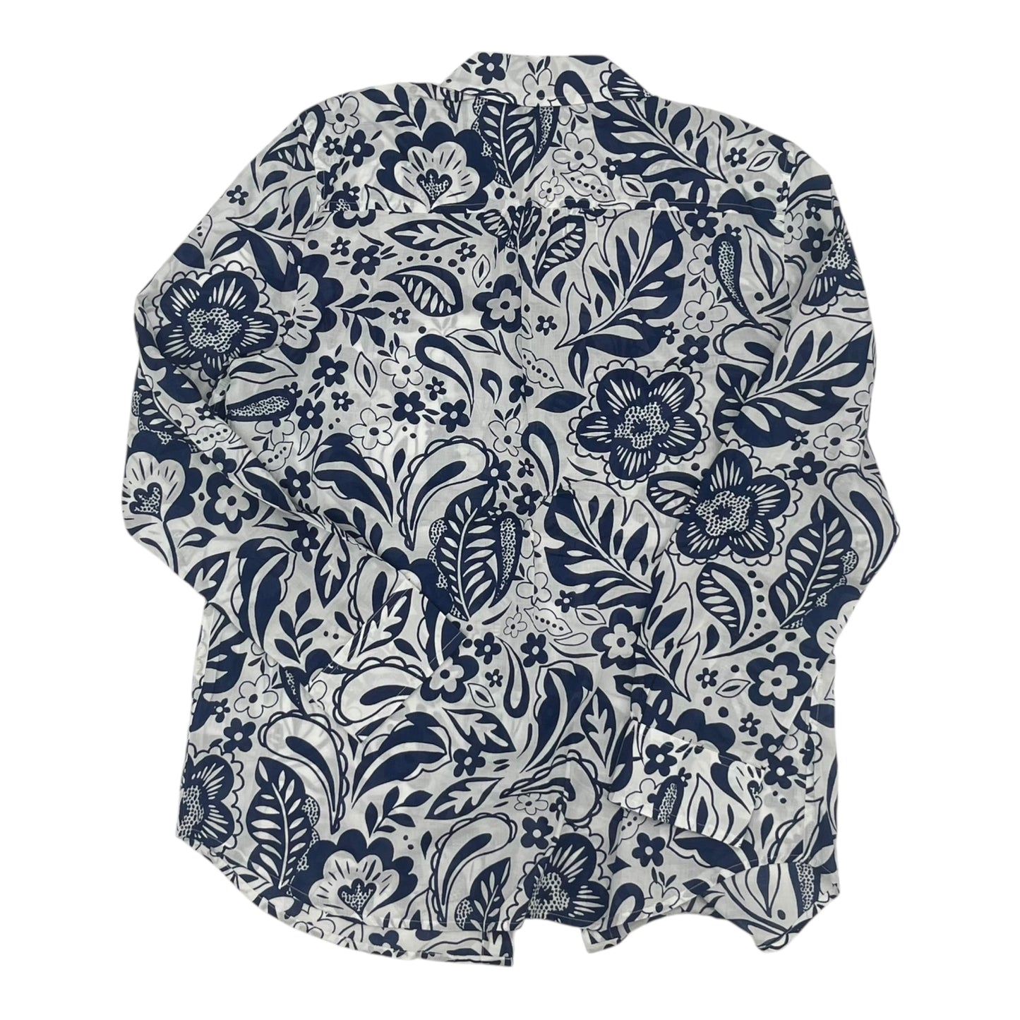 Blouse Ls By Talbots In Blue & White, Size:M