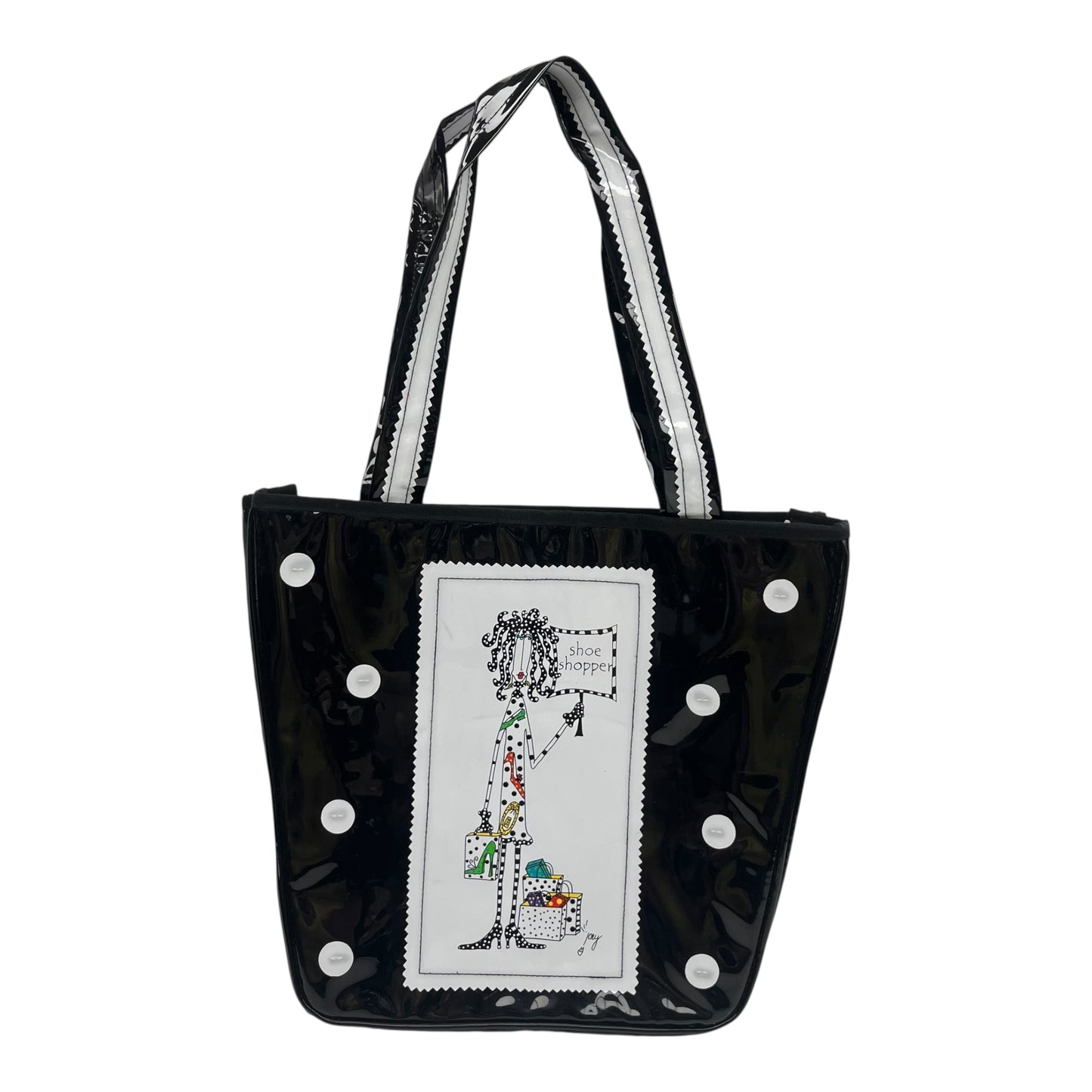 Tote By Clothes Mentor In Black & White, Size:Medium