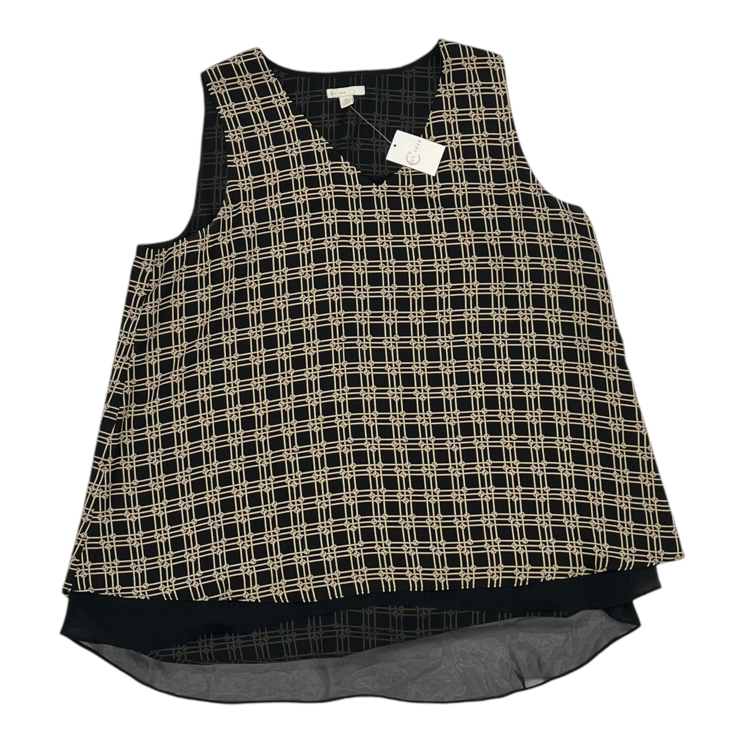 Blouse Sleeveless By Cato In Black & Brown, Size:Xl