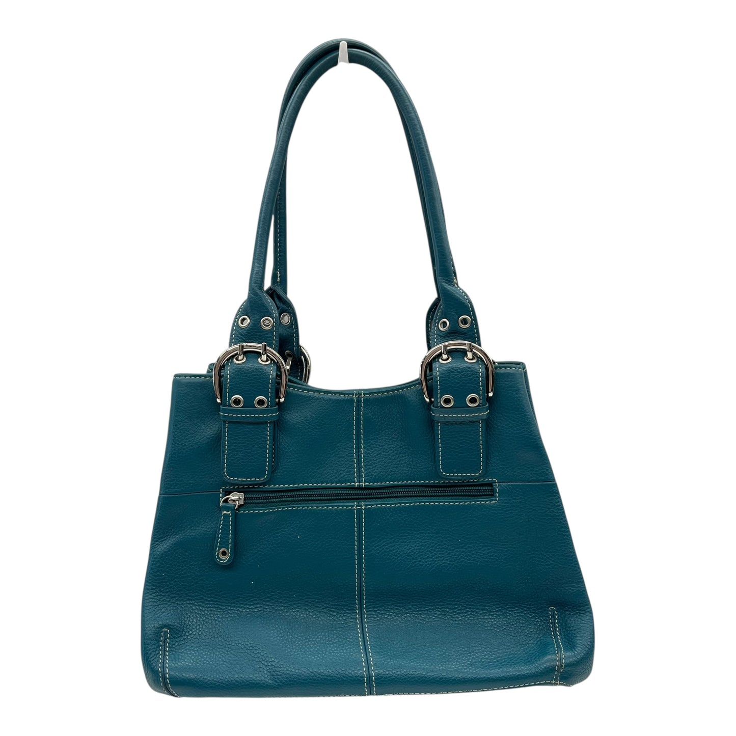 Handbag Leather By Clothes Mentor In Teal, Size:Medium