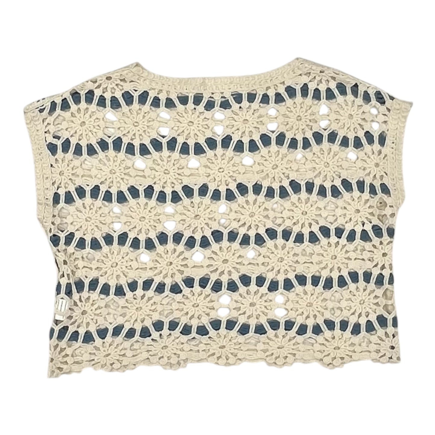 Vest Sweater By Solitaire In Blue & Cream, Size:S
