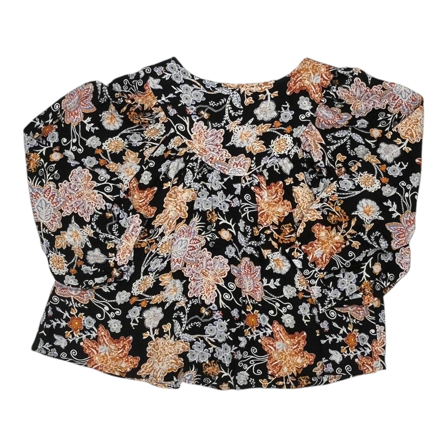 Blouse Ls By Nicole Miller In Black & Orange, Size:M