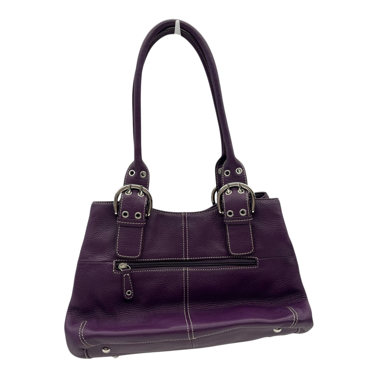 Handbag Leather By Clothes Mentor In Purple, Size:Medium