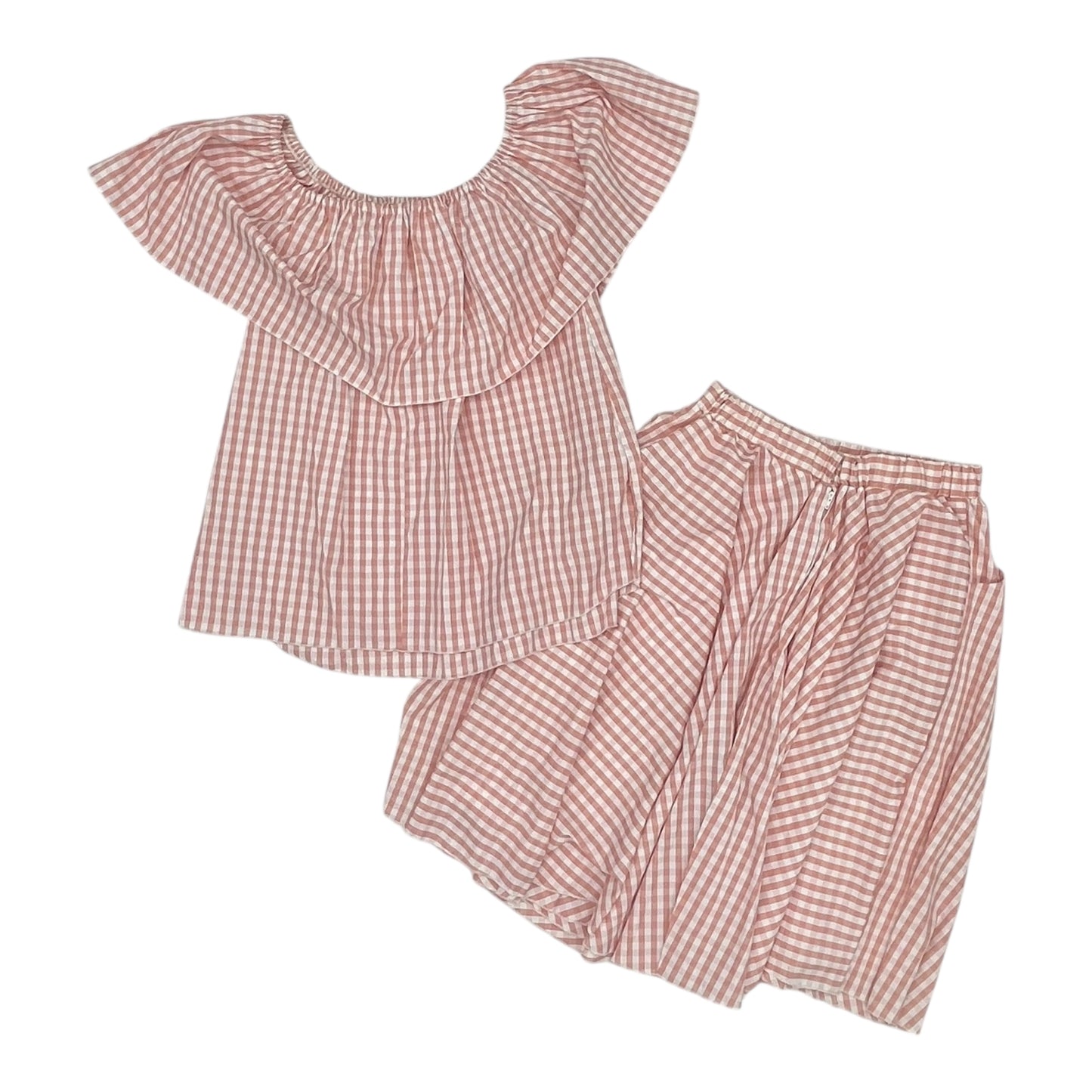Skirt Set 2Pc By Clothes Mentor In Pink & White, Size:1X
