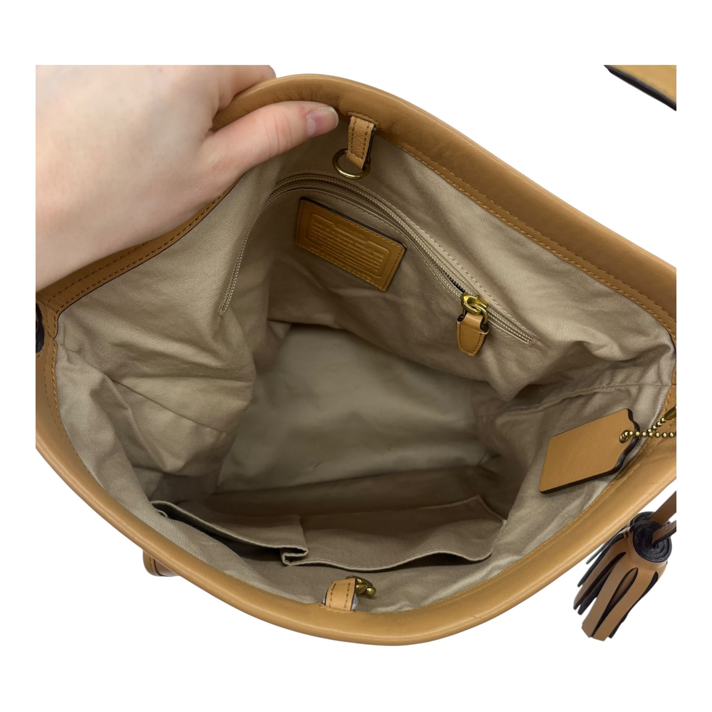 Handbag Designer By Coach In Brown, Size:Large