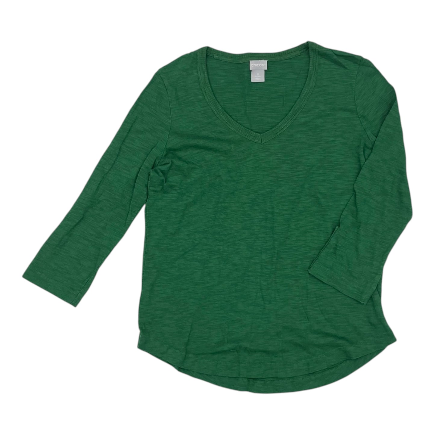 Top 3/4 Sleeve Basic By Chicos In Green, Size:S
