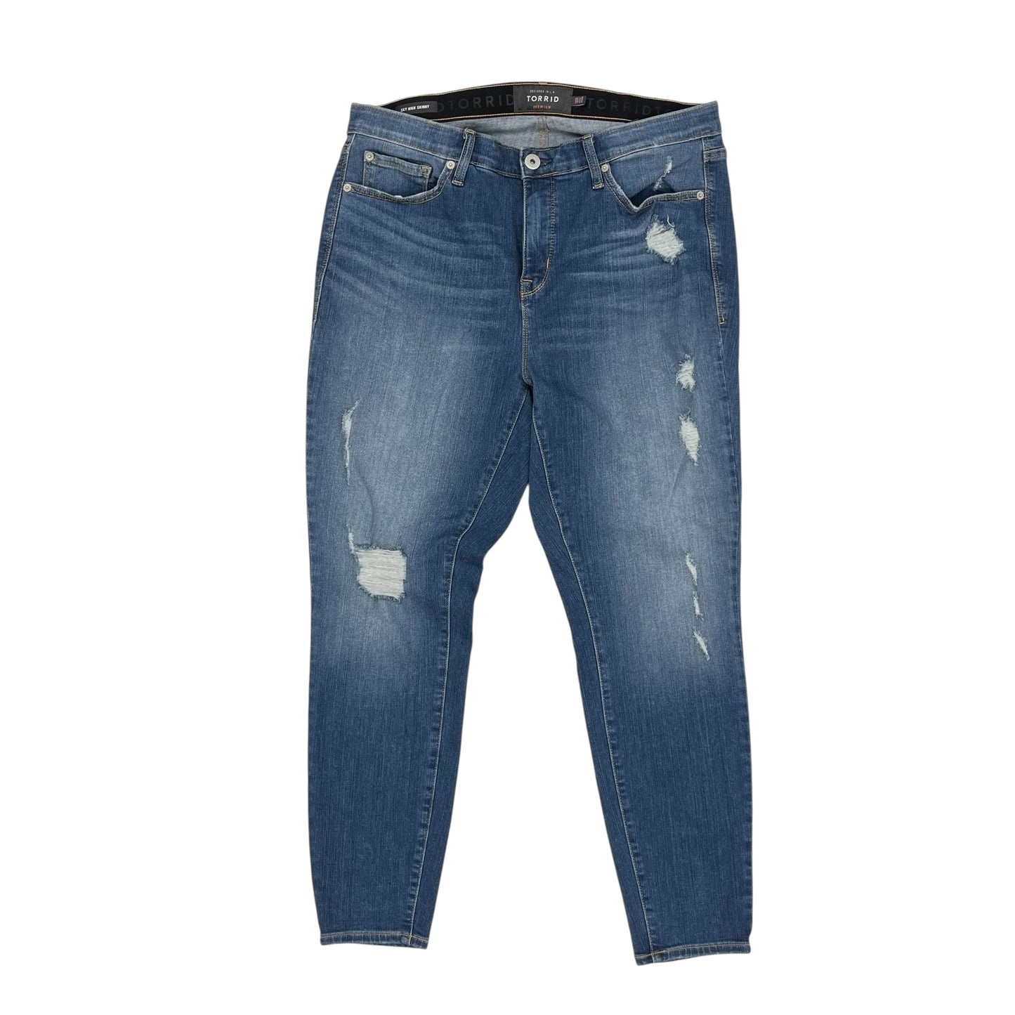 Jeans Skinny By Torrid In Blue Denim, Size:18