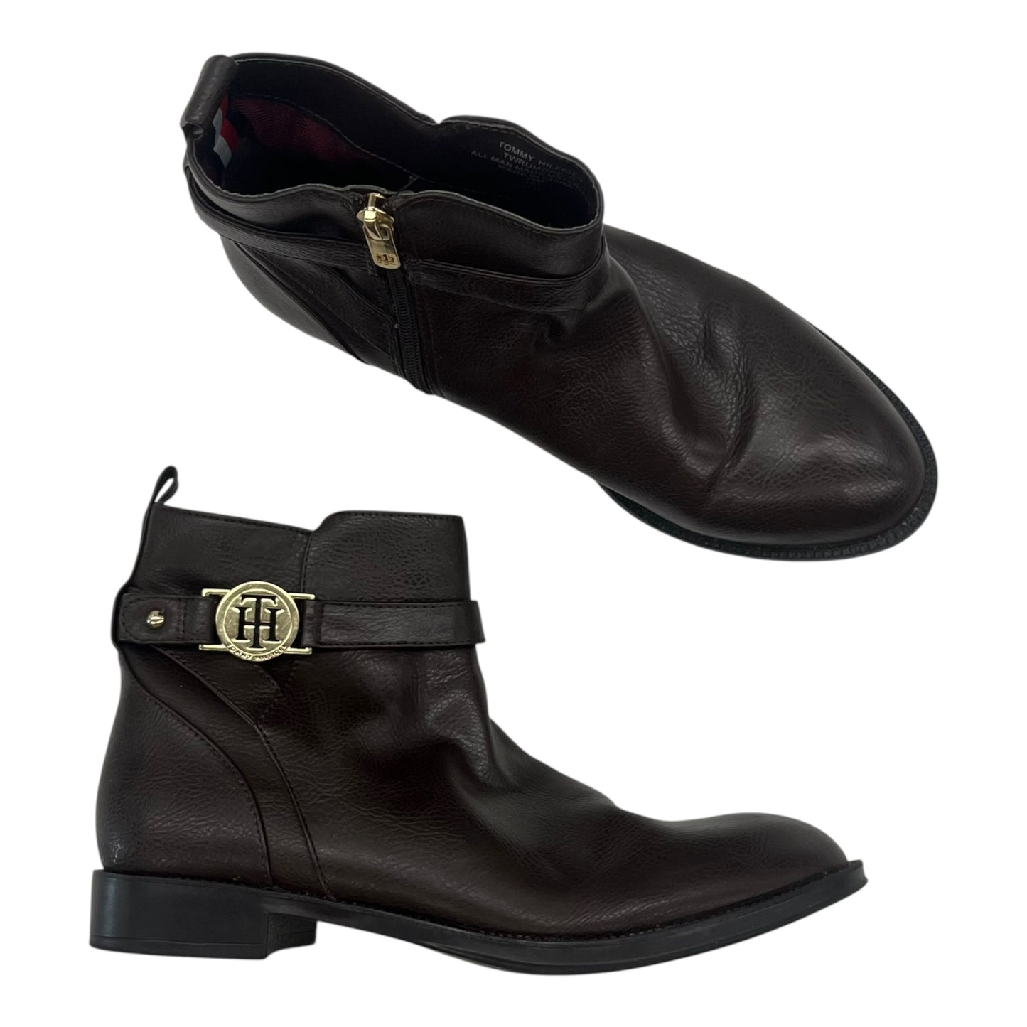 Boots Ankle Flats By Tommy Hilfiger In Brown, Size:7.5