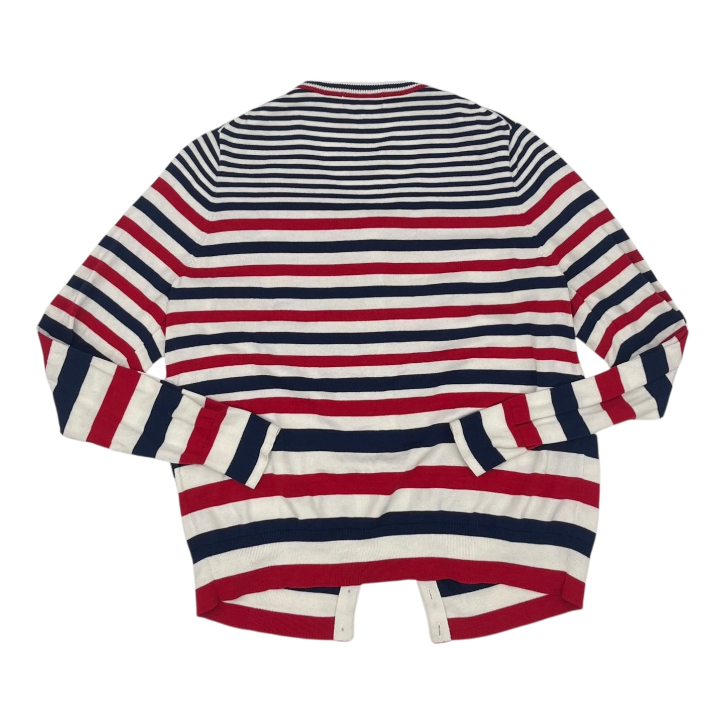 SWEATER CARDIGAN by LANDS END In BLUE & RED & WHITE, Size: L