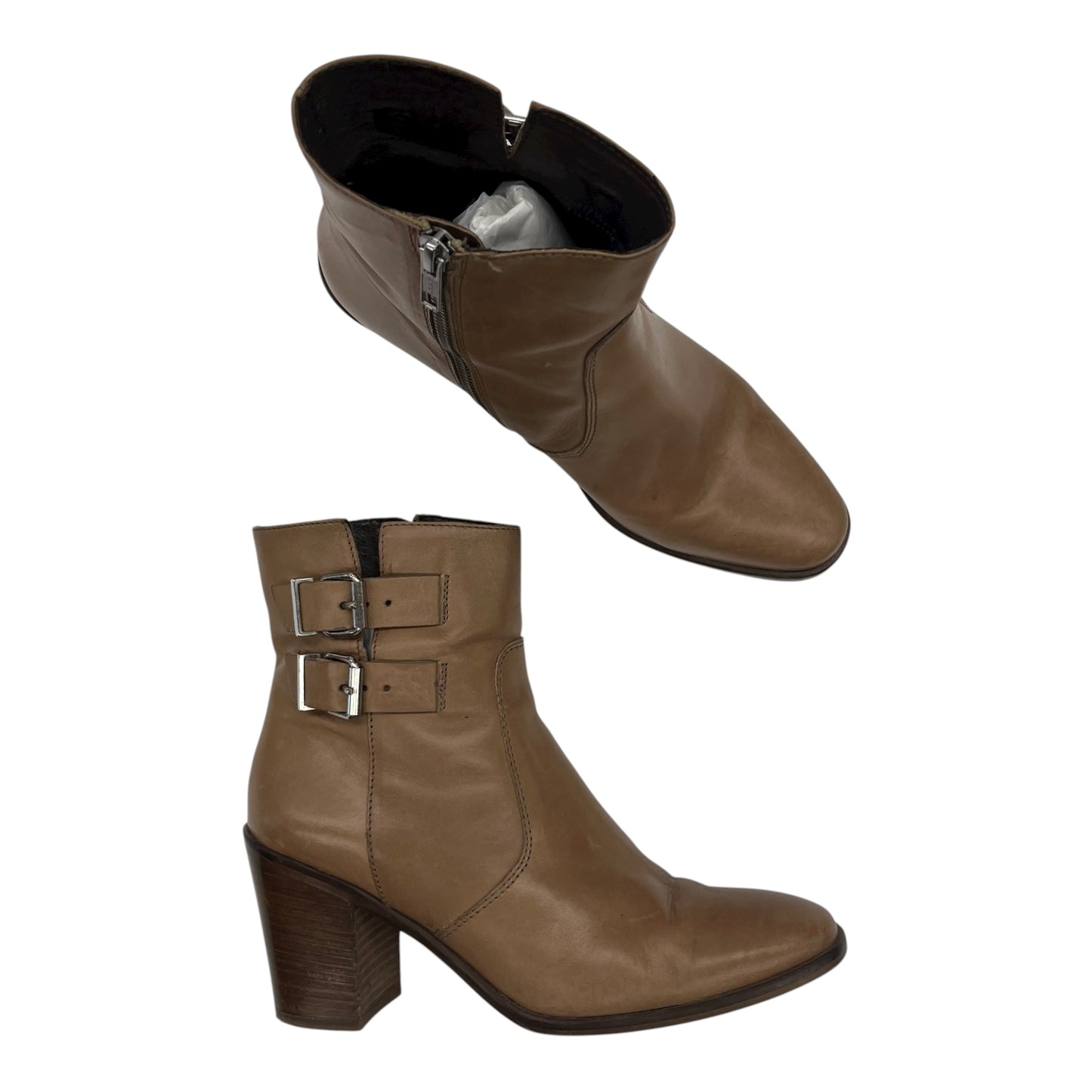 Boots Ankle Heels By J. Crew In Brown, Size:9.5
