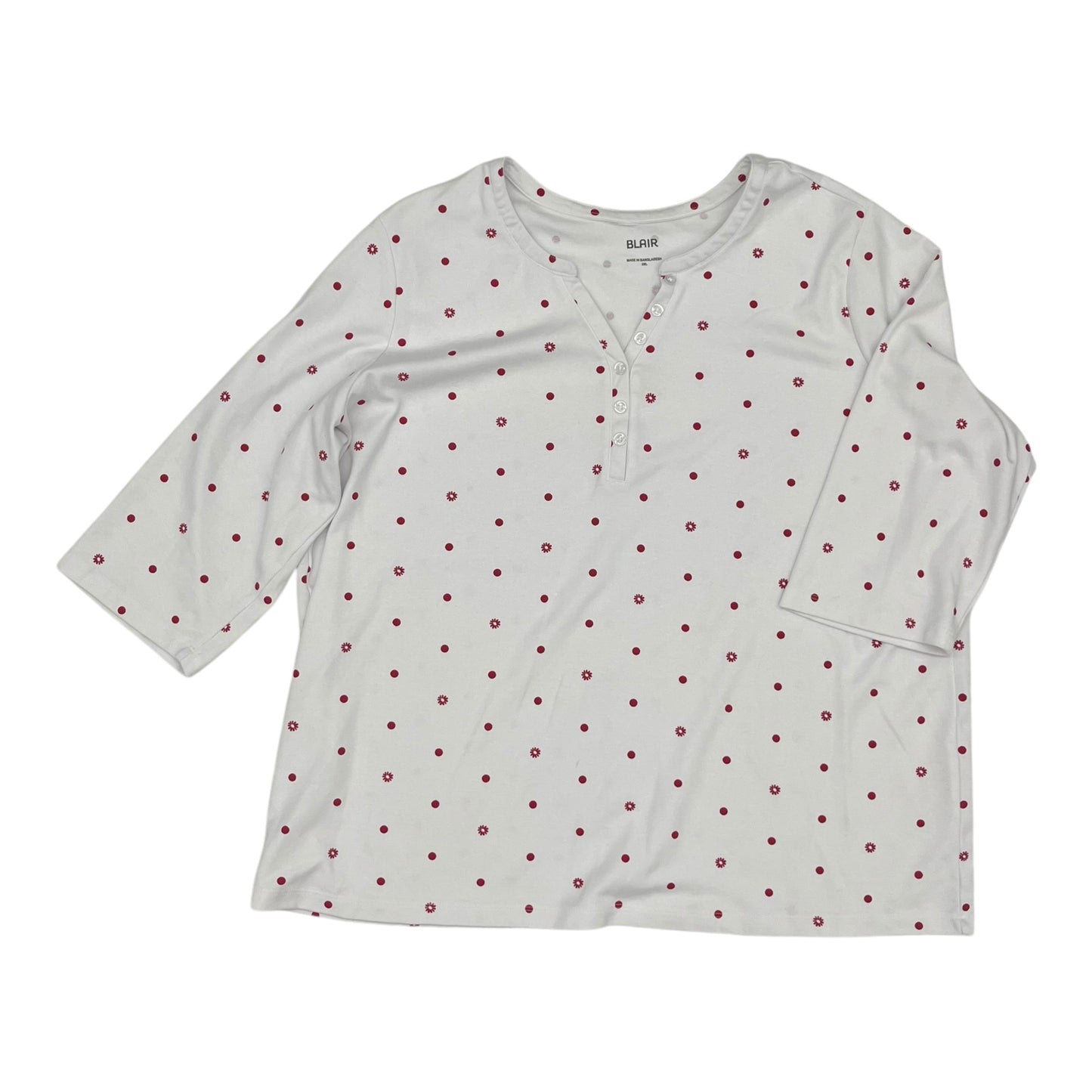 Top 3/4 Sleeve By Blair In White, Size:3X