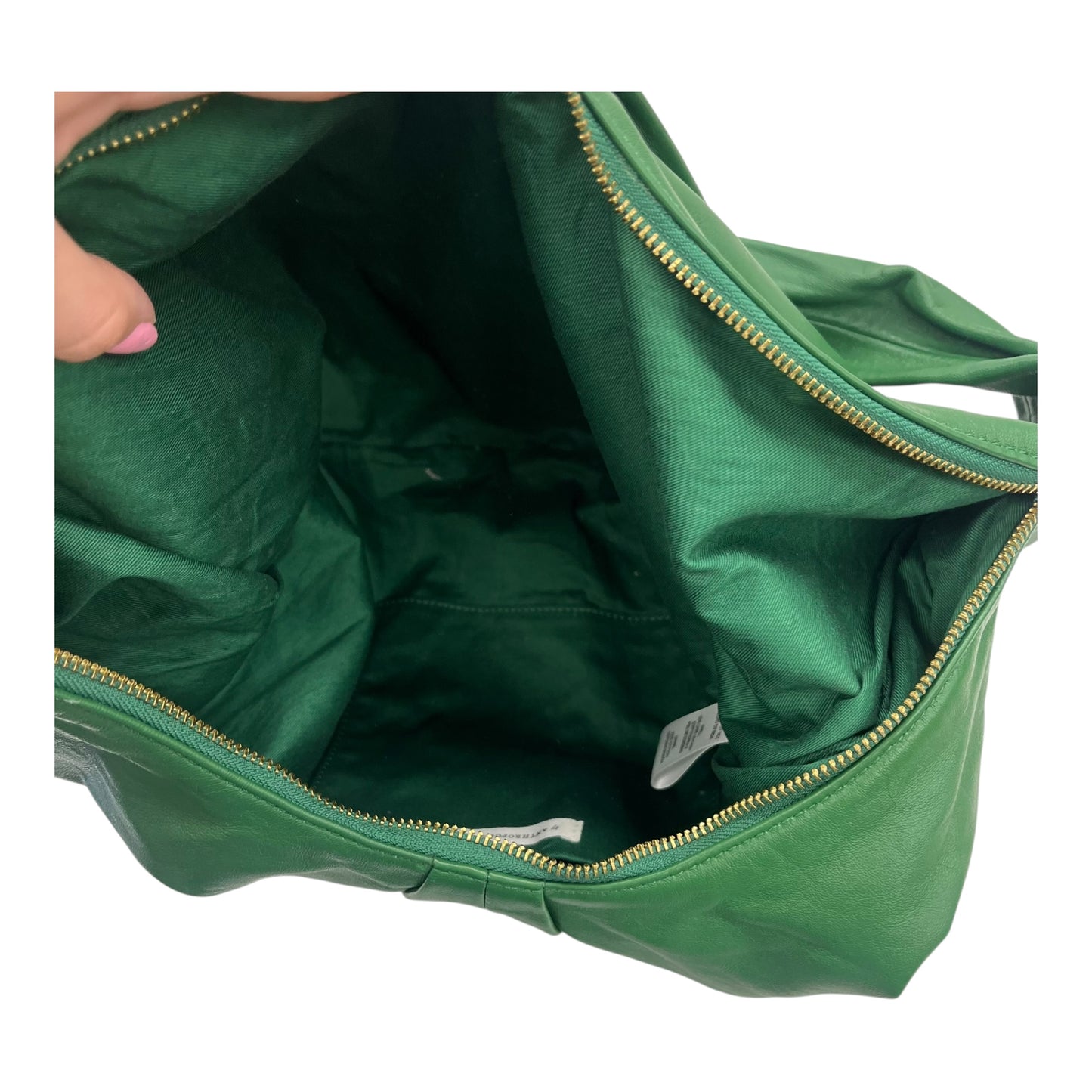 Handbag Leather By Anthropologie In Green, Size:Large