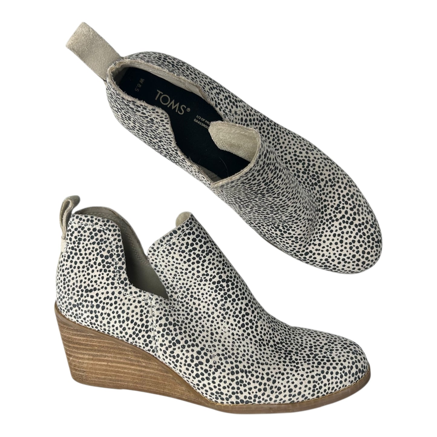 Boots Ankle Heels By Toms In Black & Cream, Size:8.5