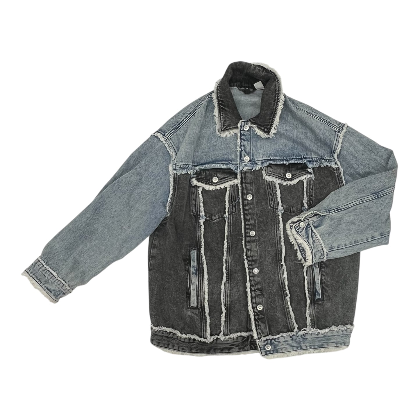 Jacket Denim By Divided In Black & Blue, Size:L