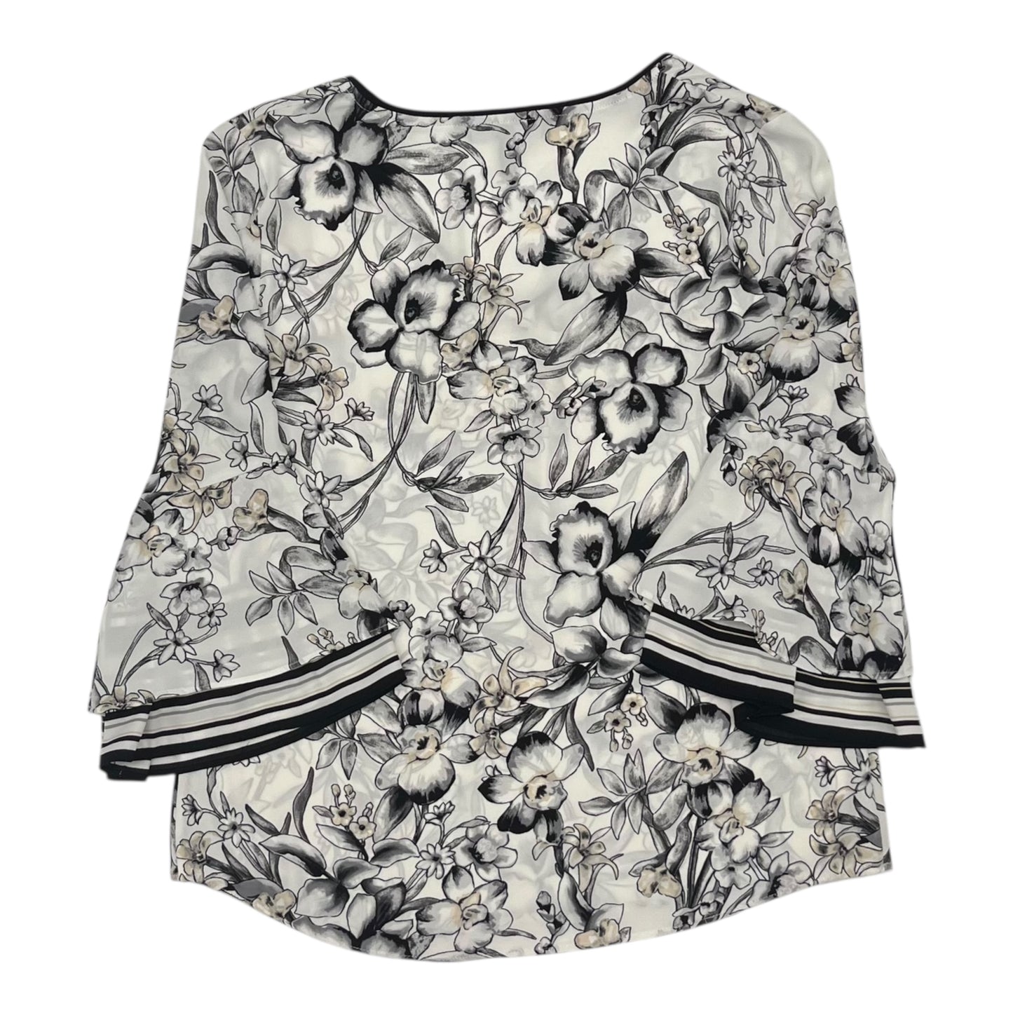 Blouse 3/4 Sleeve By White House Black Market In Black & White, Size:S