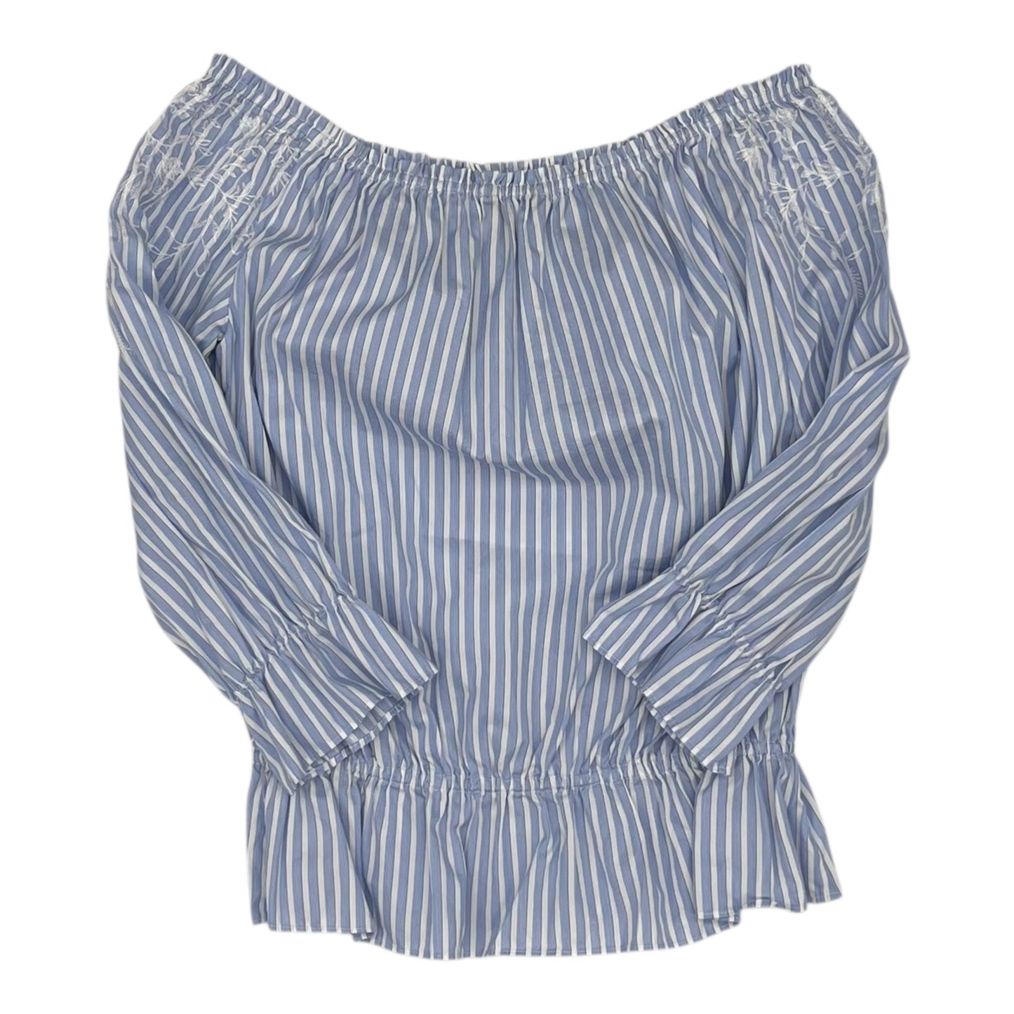 Top 3/4 Sleeve By White House Black Market In Blue & White, Size:M