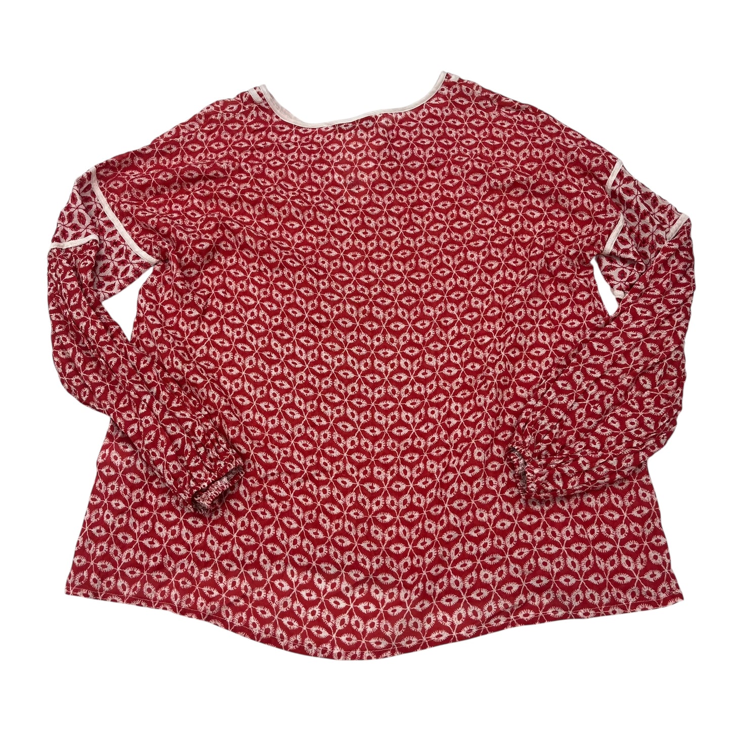 Blouse Ls By Fever In Red & White, Size:L
