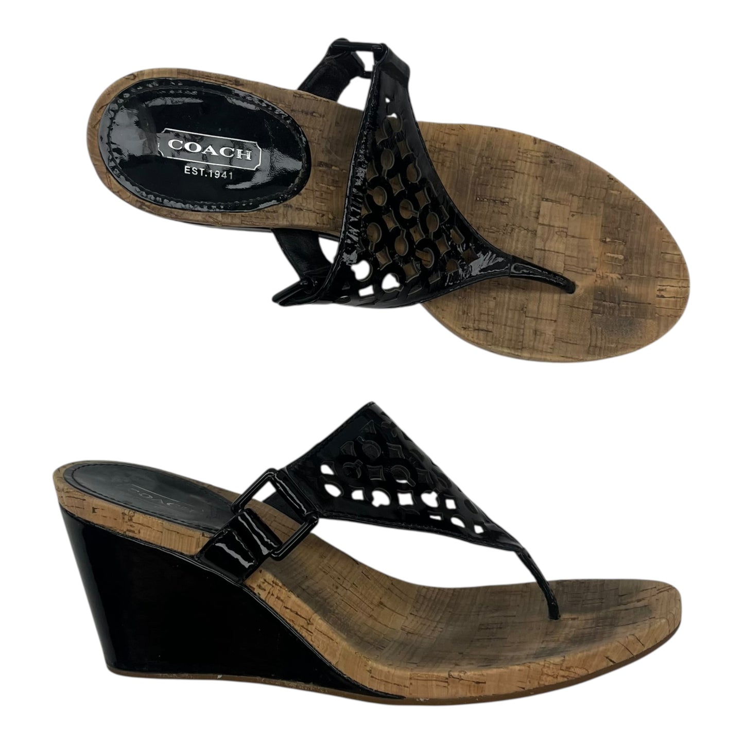 Sandals Designer By Coach In Black, Size:8.5
