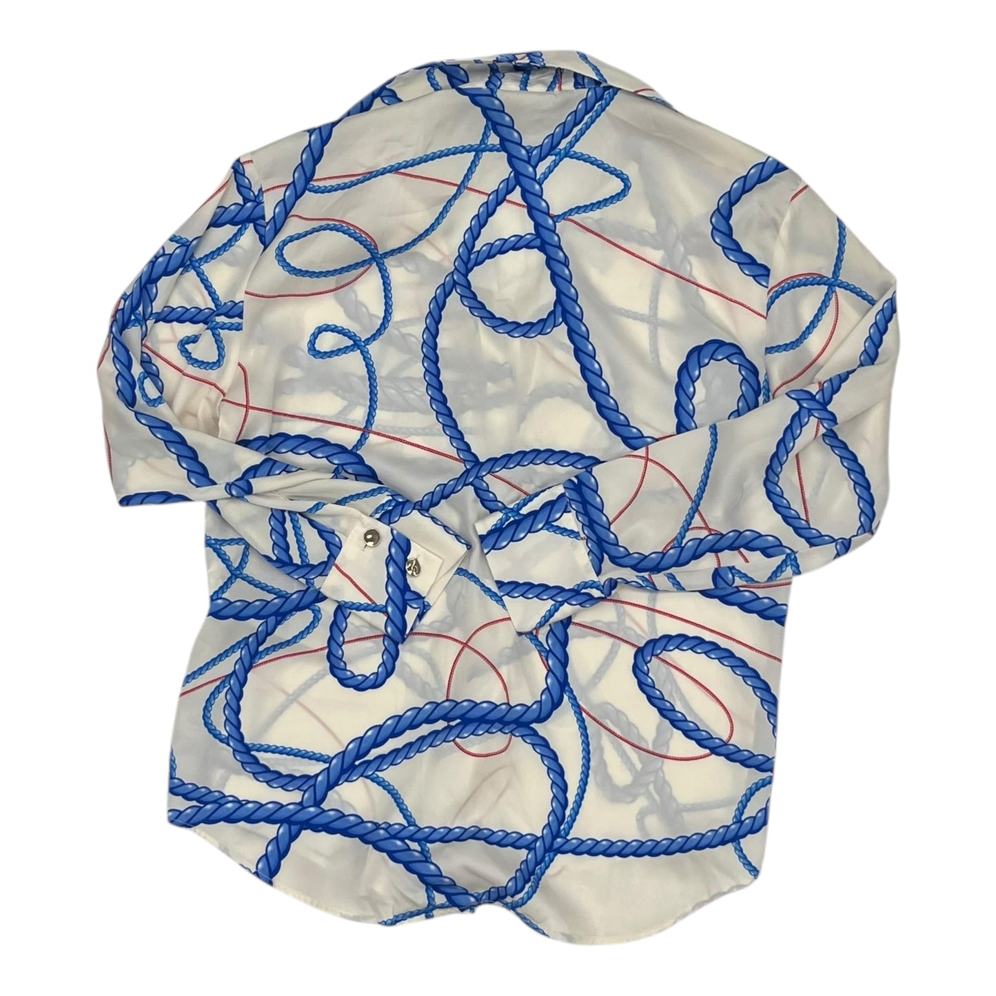 Blouse Ls By Zara In Blue & Red & White, Size:S