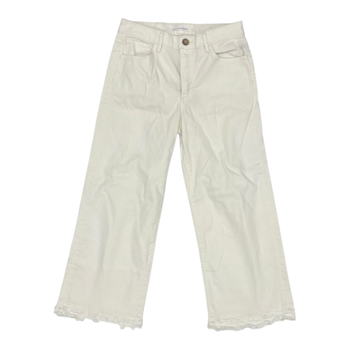 Jeans Wide Leg By Loft In White Denim, Size:6