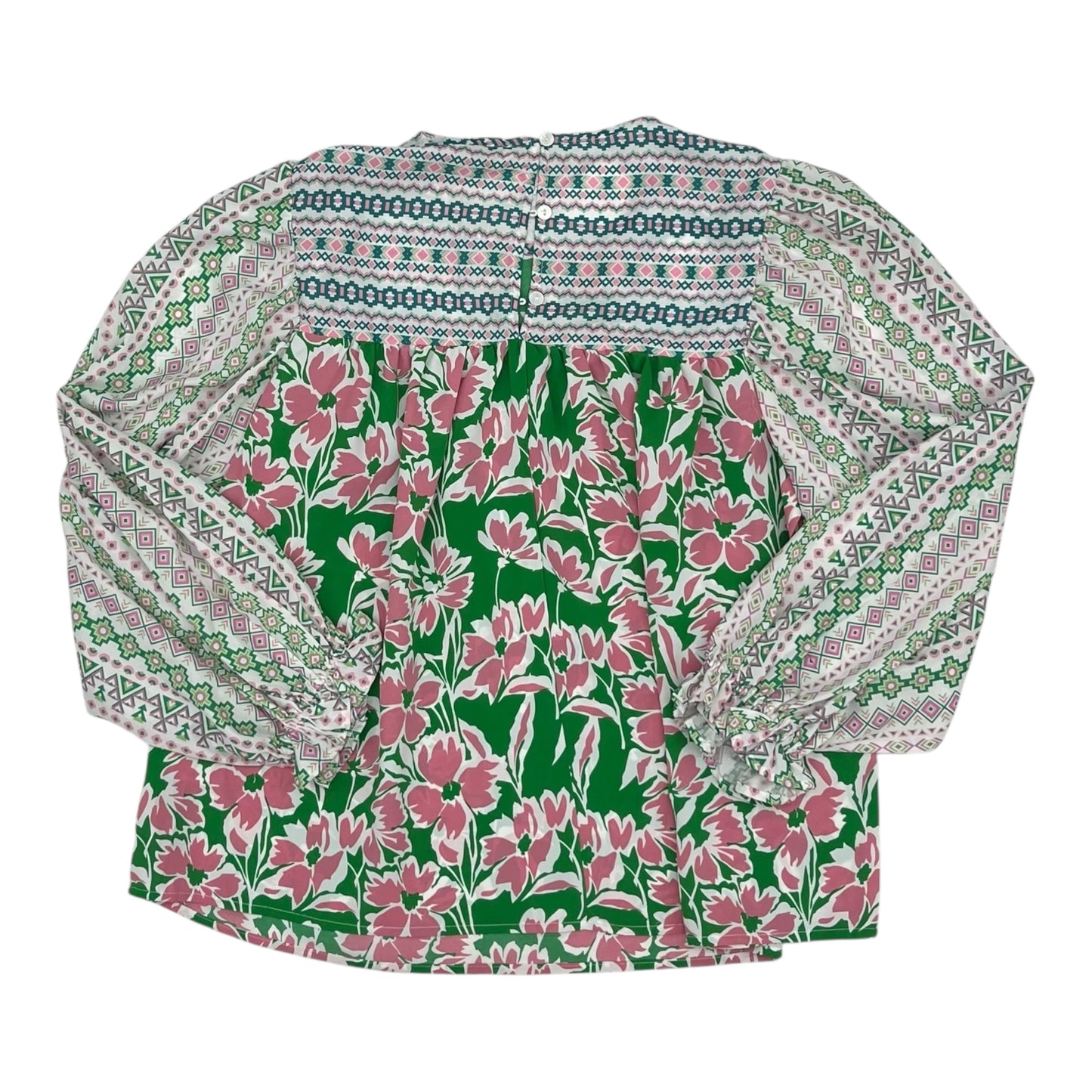 Blouse Ls By Davi & Dani In Green & White, Size:S