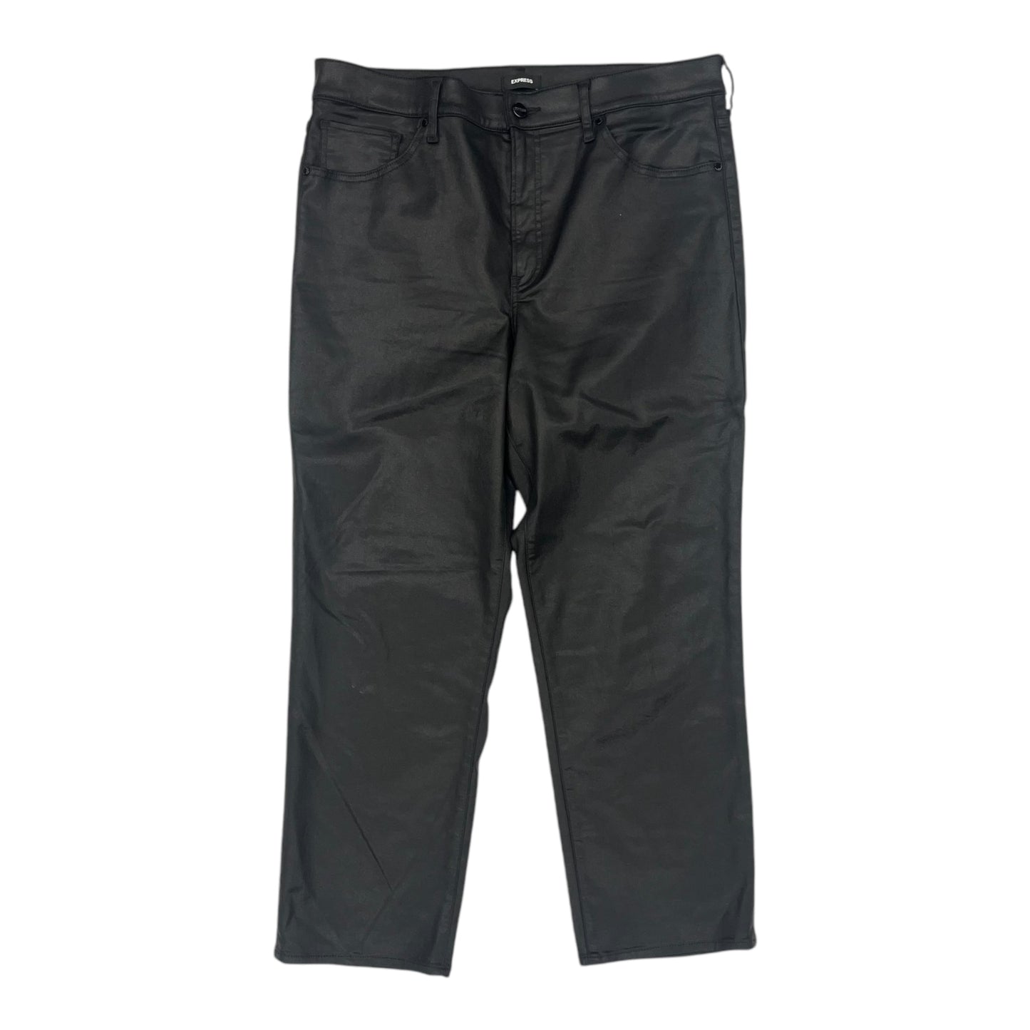 Jeans Straight By Express In Black Denim, Size:14