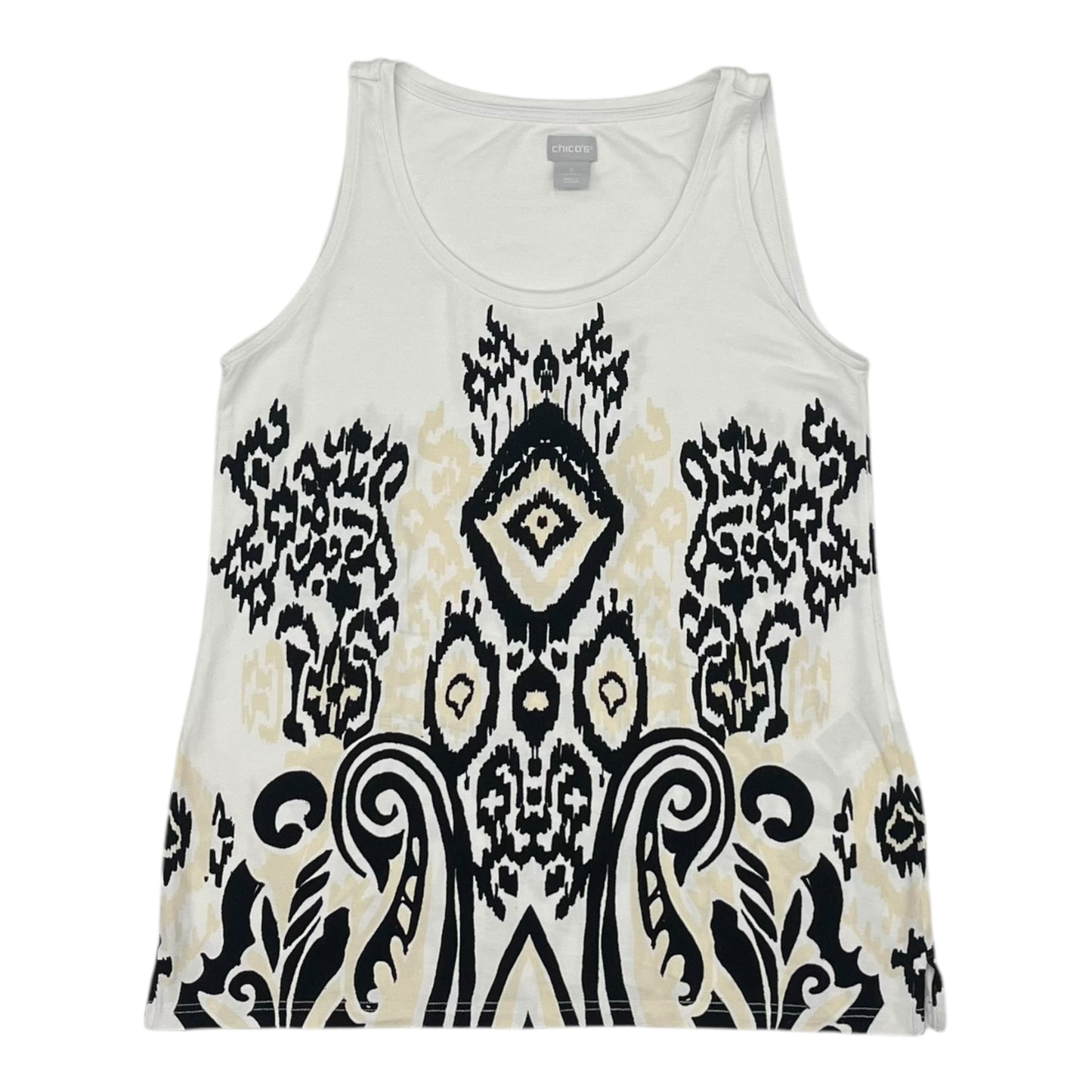 Top Sleeveless By Chicos In Tan & White, Size:S