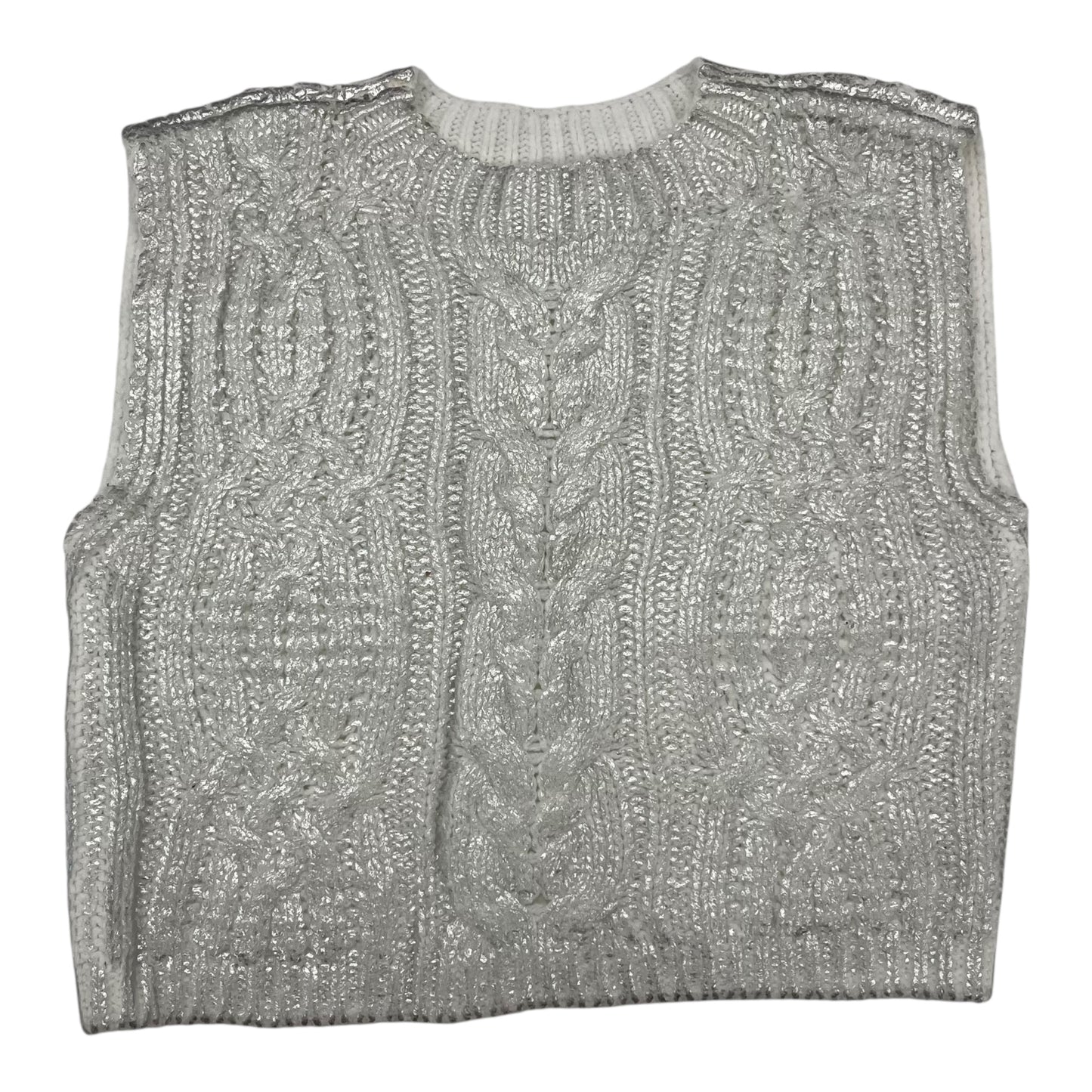 Vest Sweater By Dkny In Silver, Size:M
