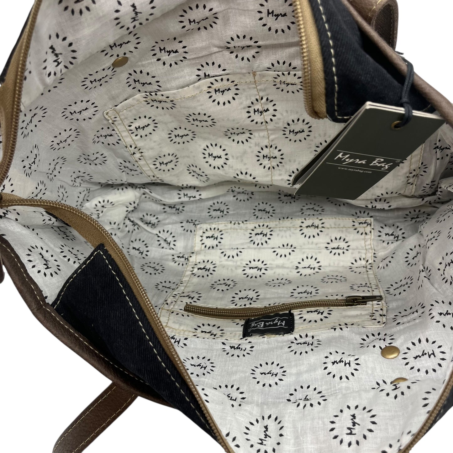 Handbag By Myra In Black & Brown, Size:Medium