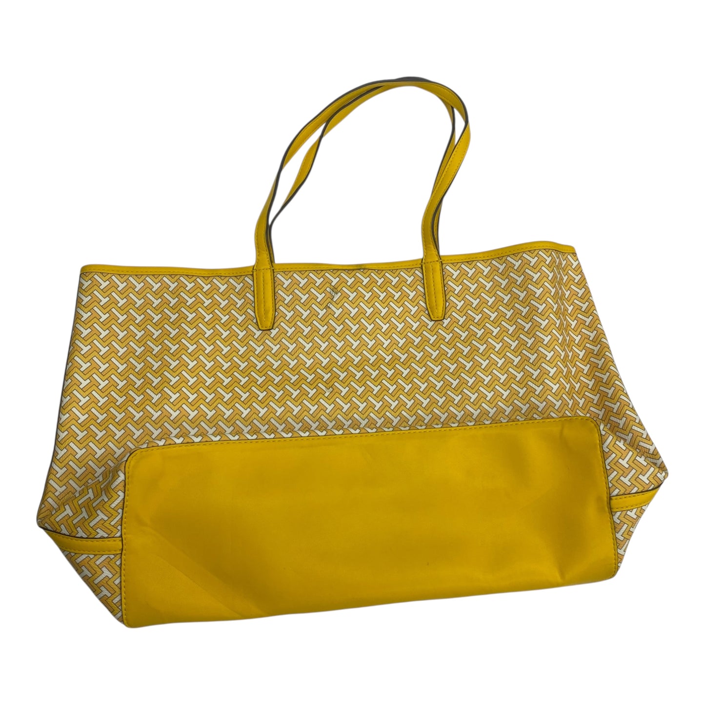 Handbag Designer By Tory Burch In White & Yellow, Size:Large
