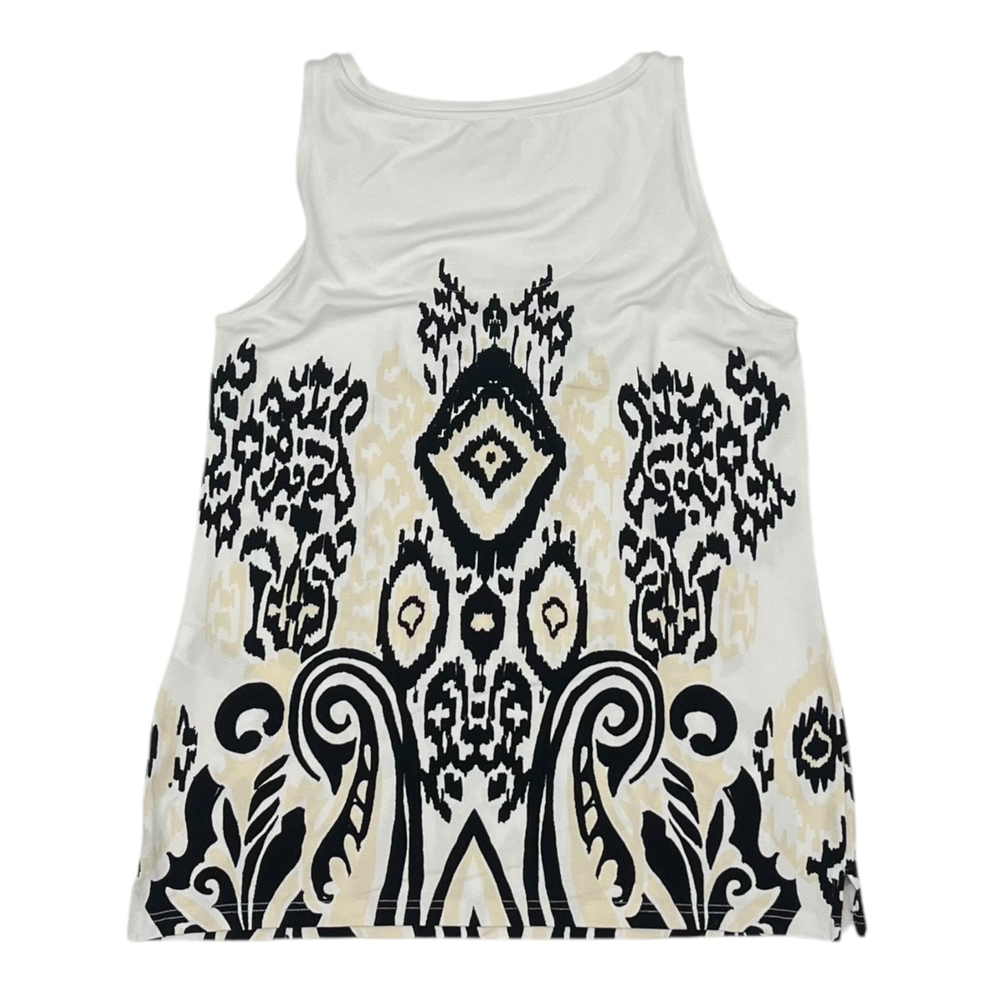 Top Sleeveless By Chicos In Tan & White, Size:S