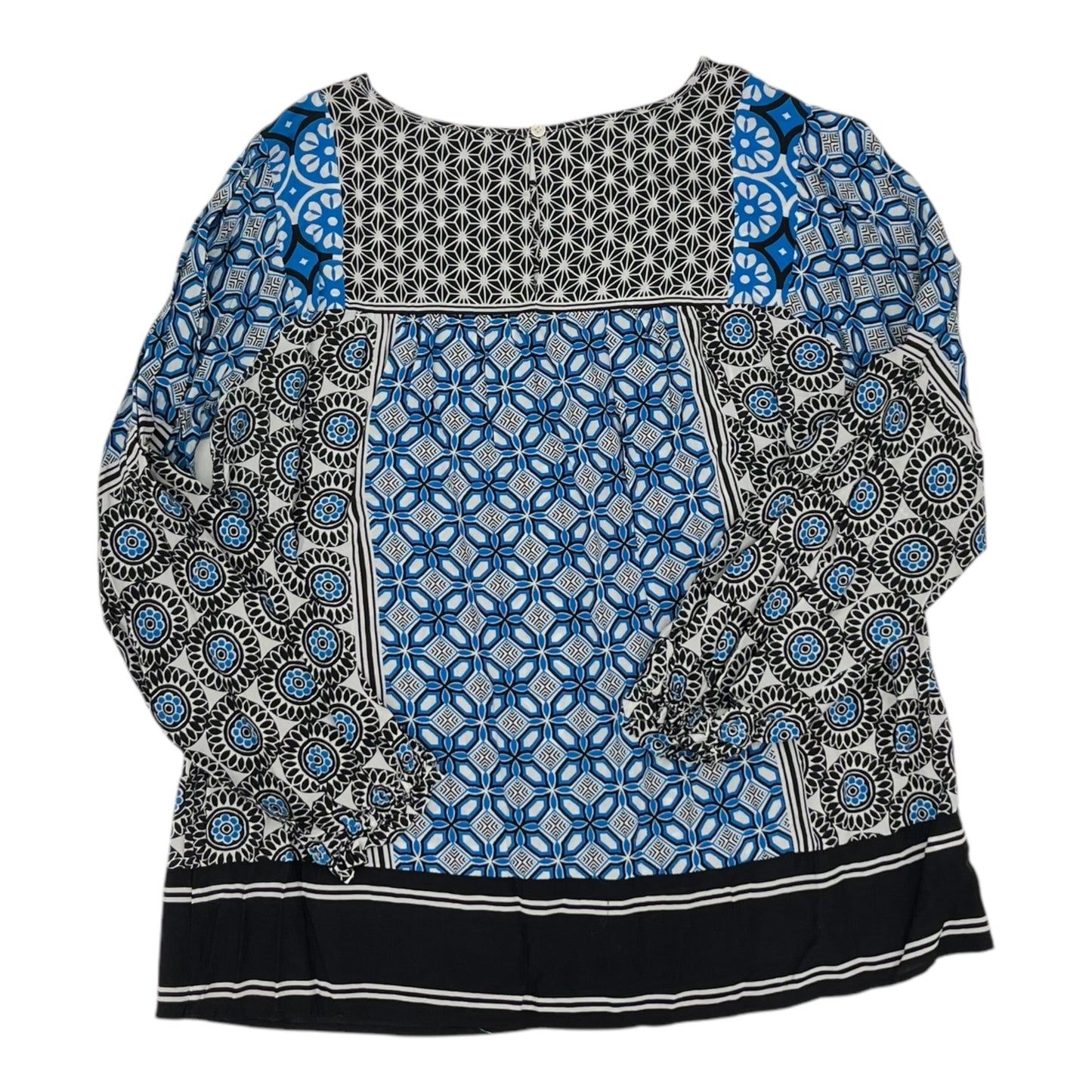 Blouse Ls By Loft In Black & Blue, Size:M