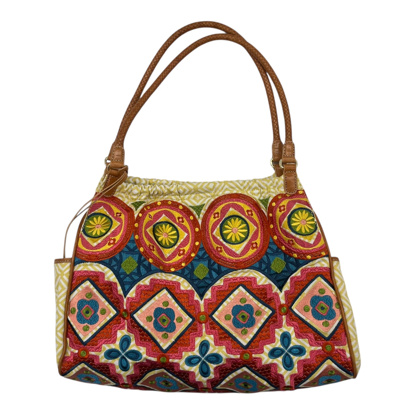 Handbag By Brighton In White & Yellow, Size:Large