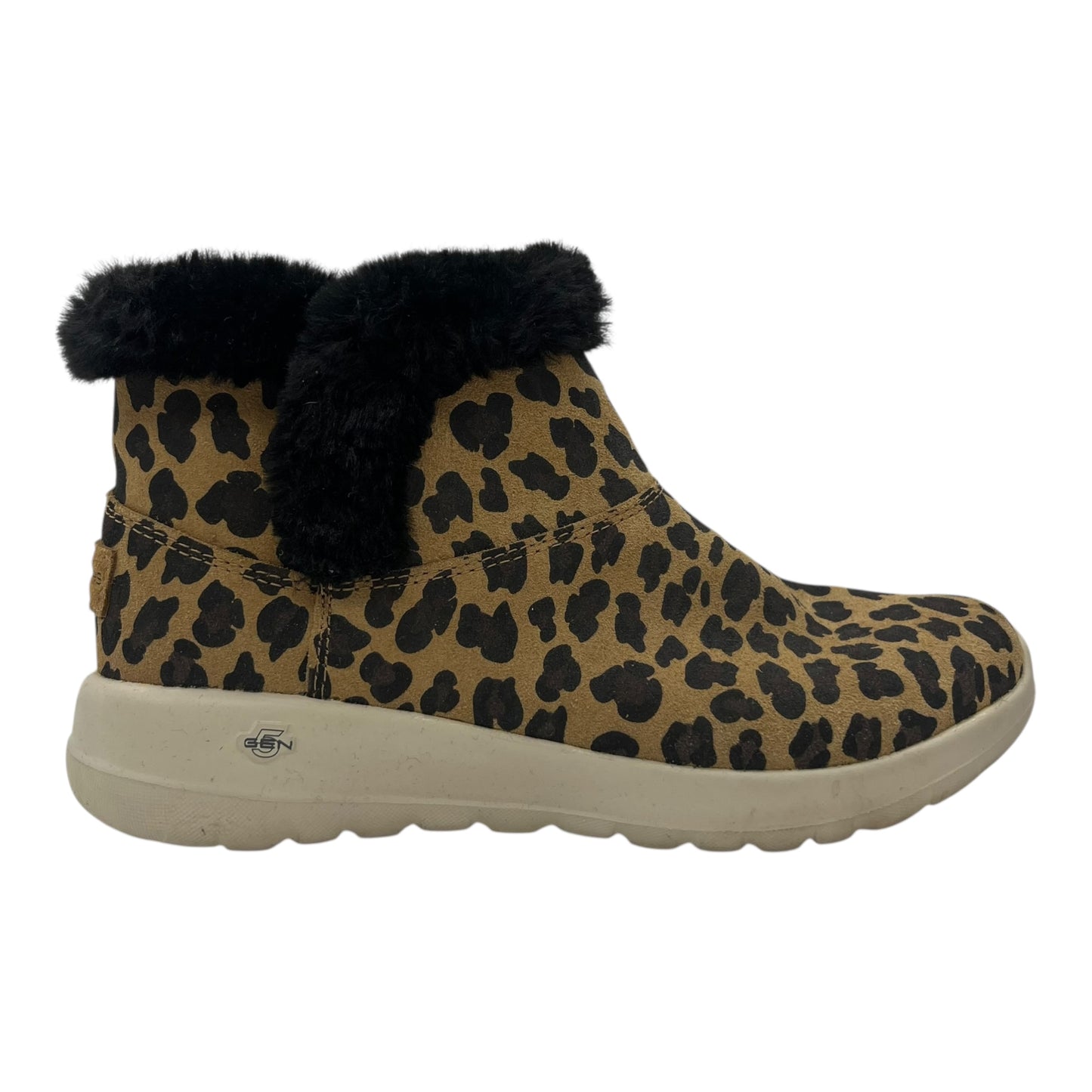 Boots Ankle Flats By Skechers In Leopard Print, Size:6.5
