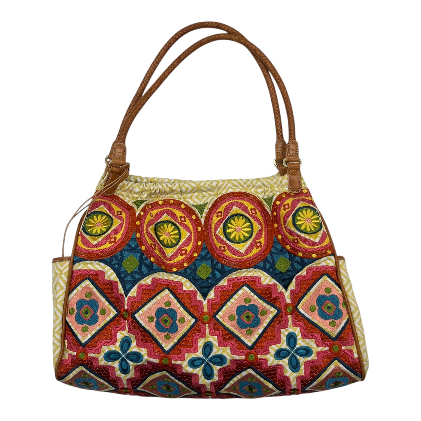 Handbag By Brighton In White & Yellow, Size:Large