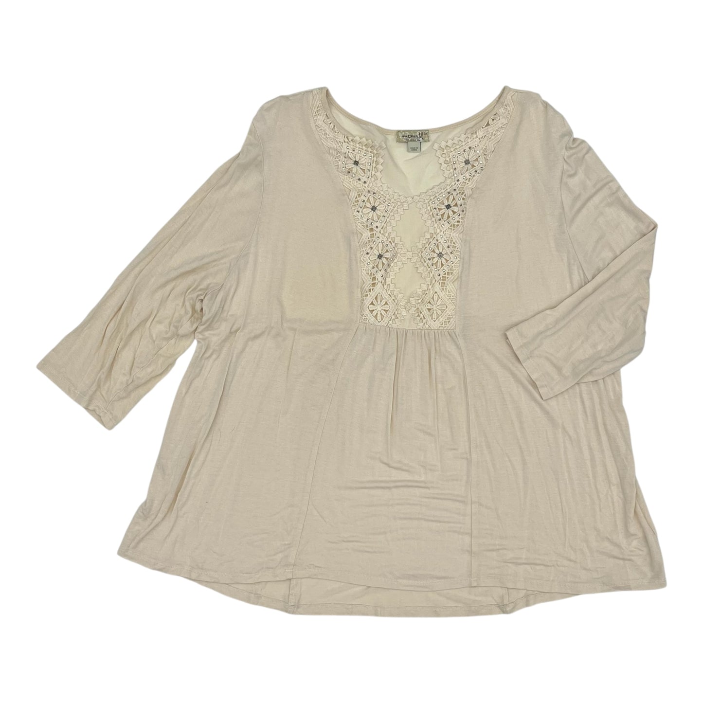 Blouse Ls By One World In Cream, Size:3X