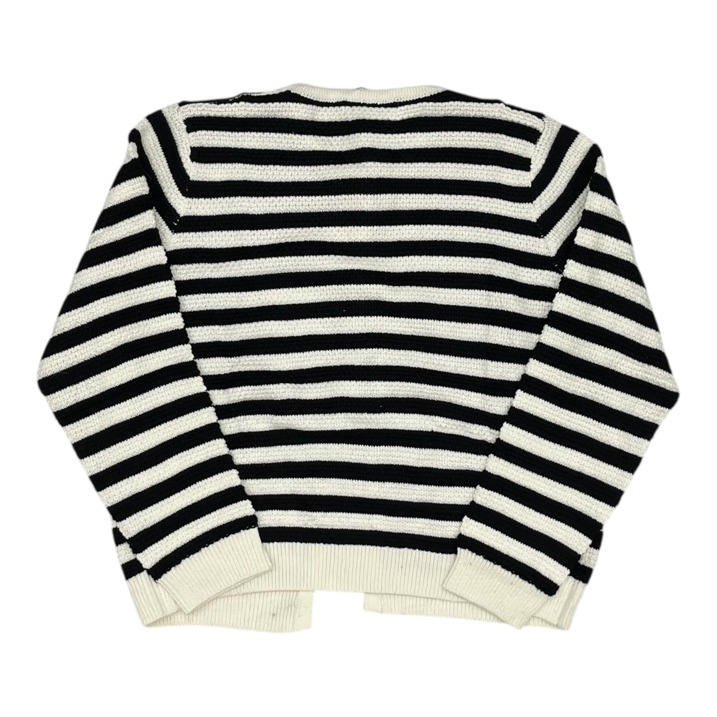 Sweater Cardigan By Anrabess In Blue & Cream, Size:M