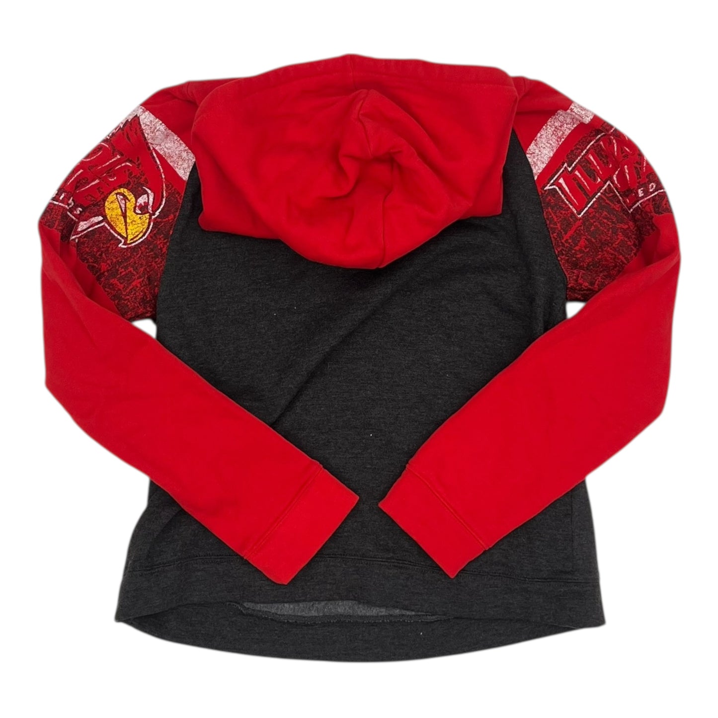 Sweatshirt Hoodie By Clothes Mentor In Grey & Red, Size:M