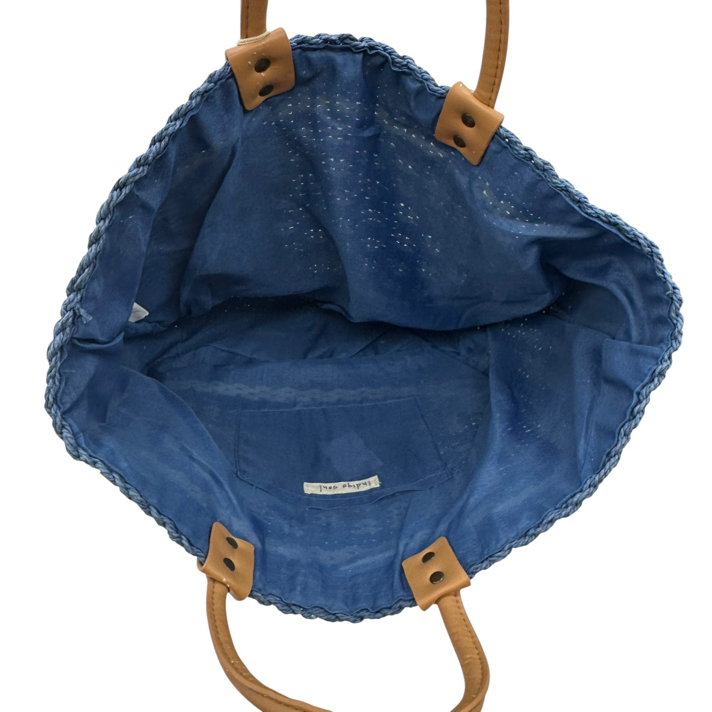 Handbag By Indigo Soul In Blue & Cream, Size:Medium