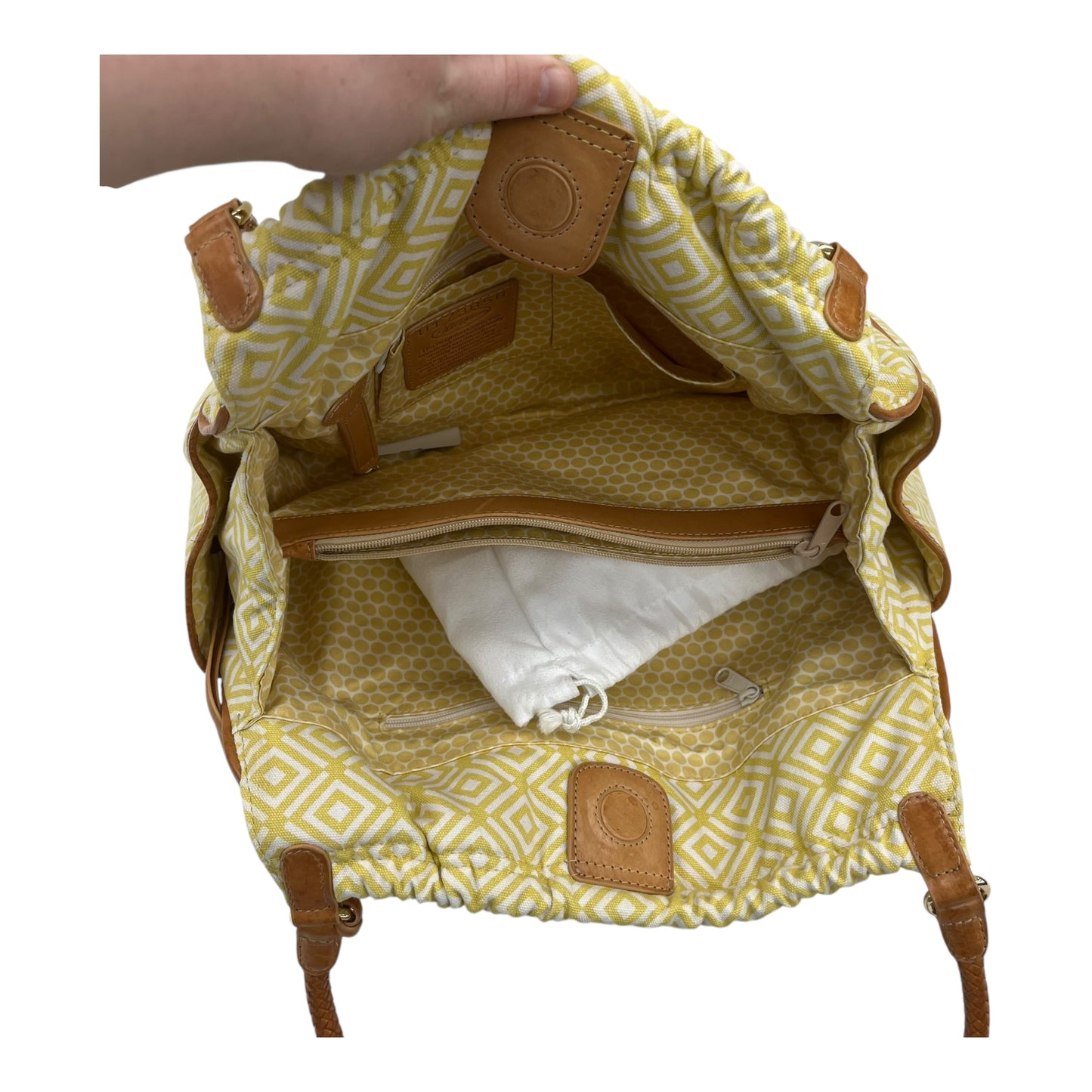 Handbag By Brighton In White & Yellow, Size:Large