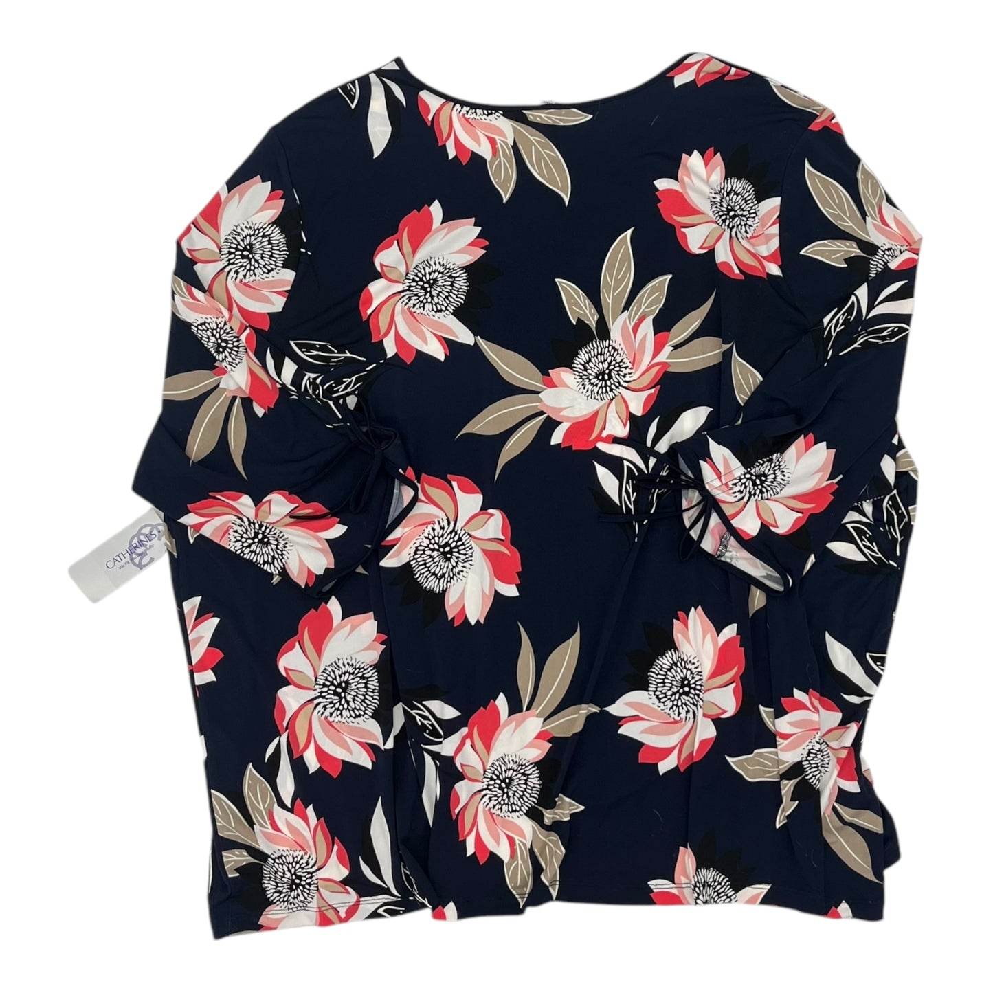 Blouse 3/4 Sleeve By Catherines In Navy, Size:4X